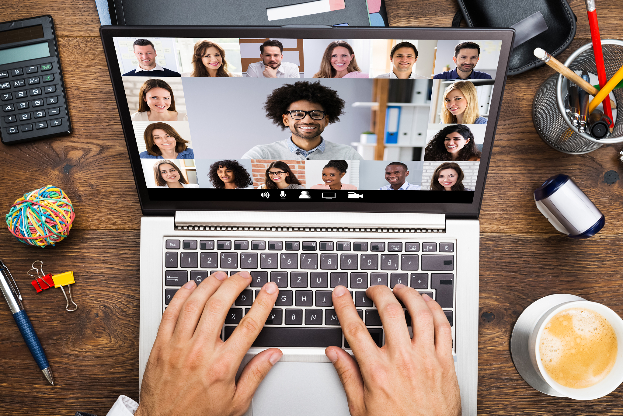 businessman in video conference