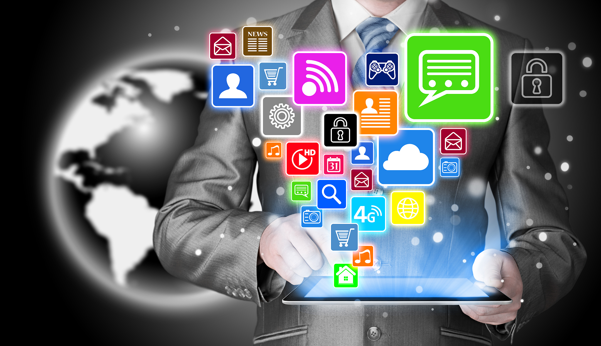 business man using tablet pc