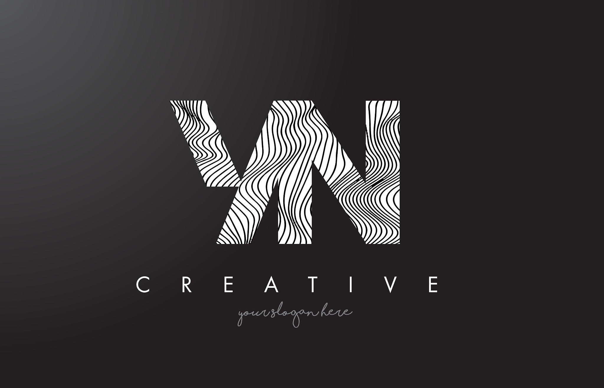 yn y n letter logo with zebra lines texture