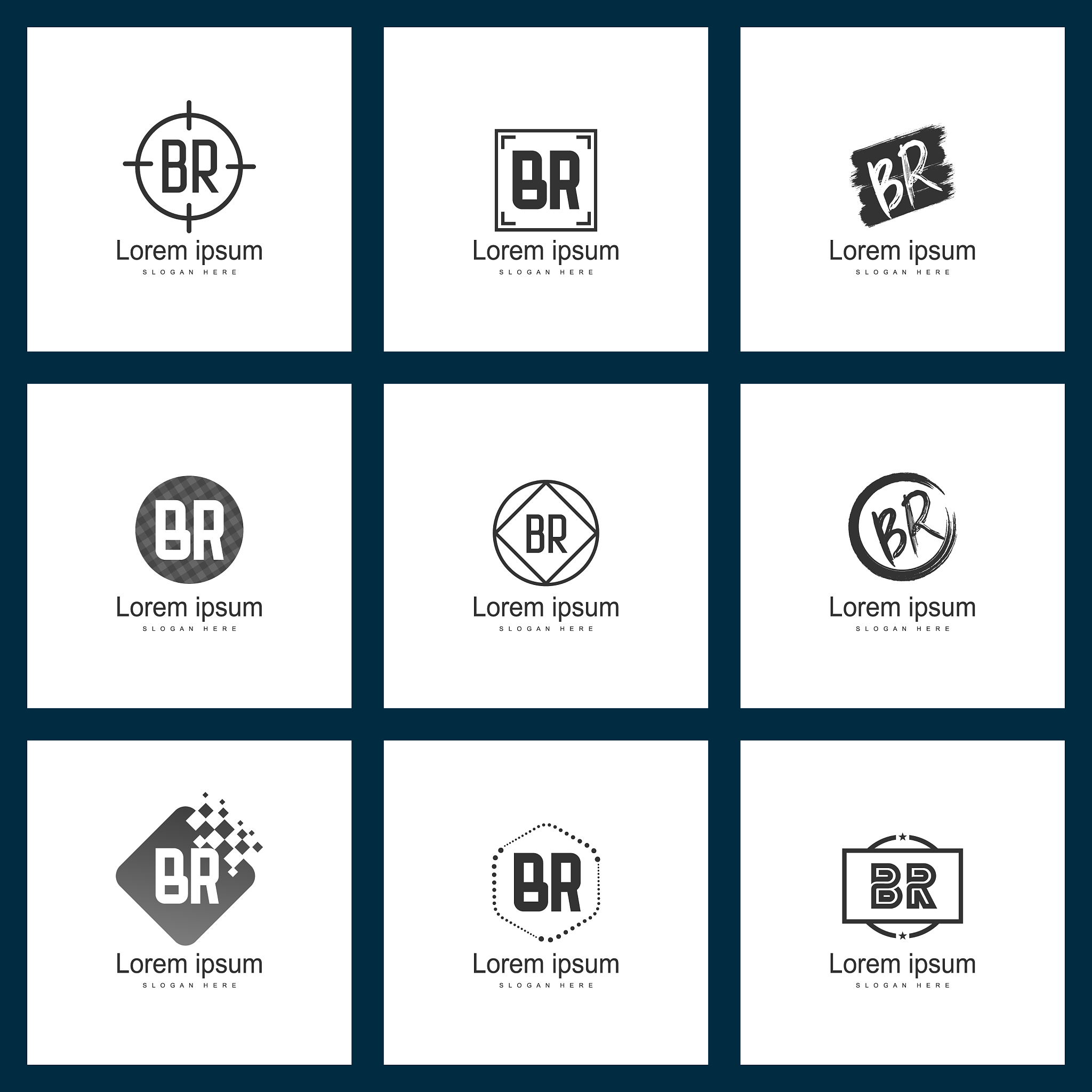 set of letter logo initial br logo template design