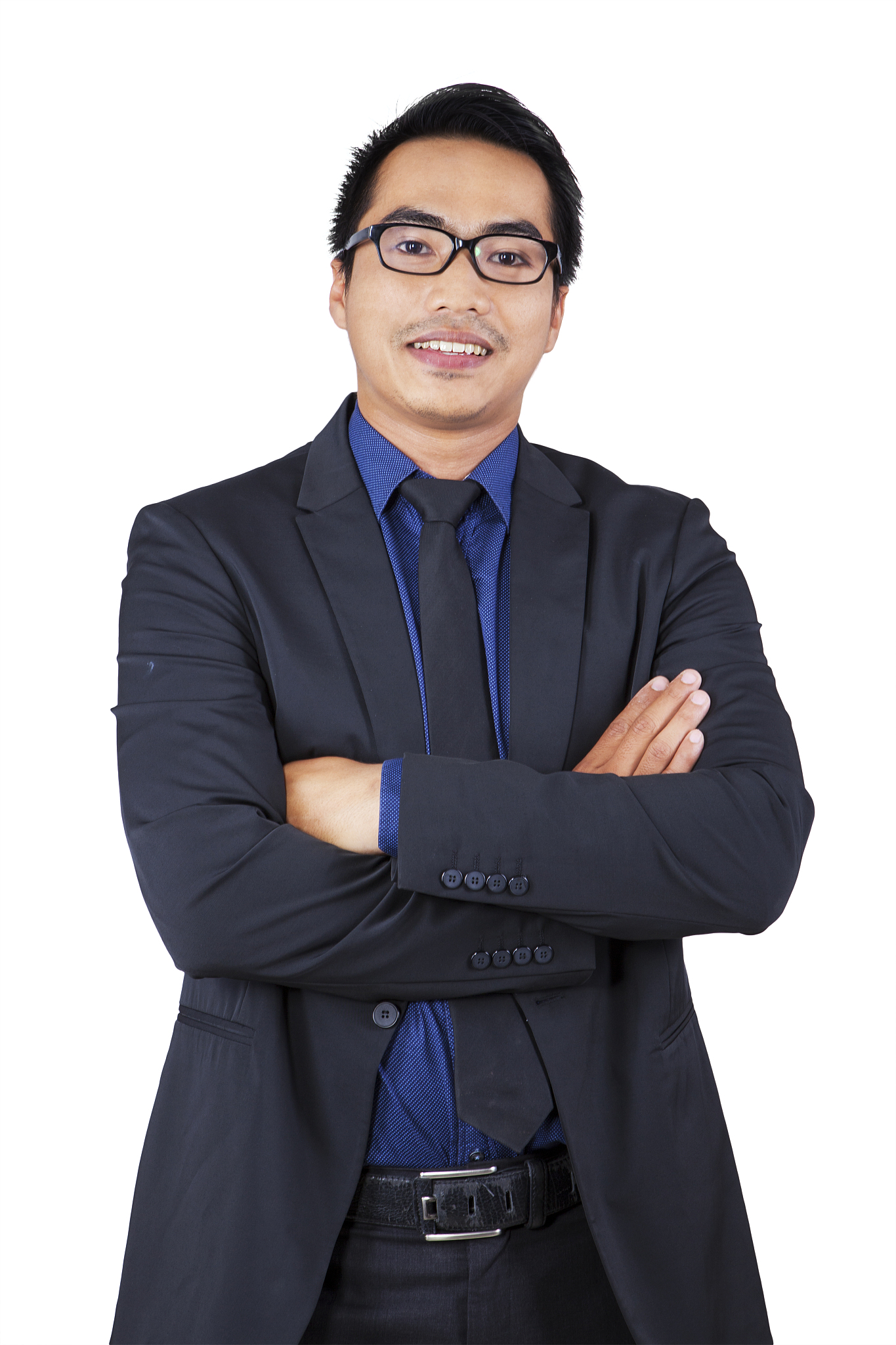 handsome hispanic businessman folded hands