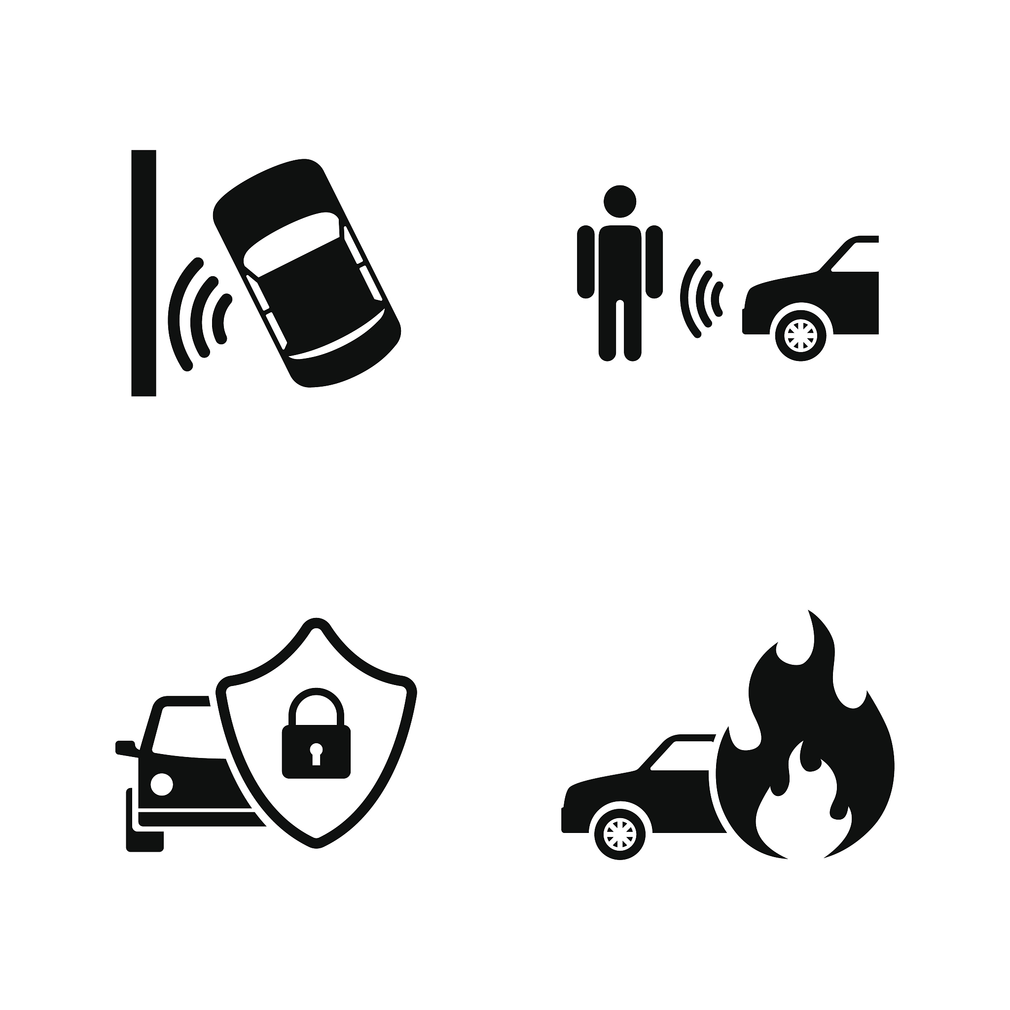 auto safety. simple related vector icons
