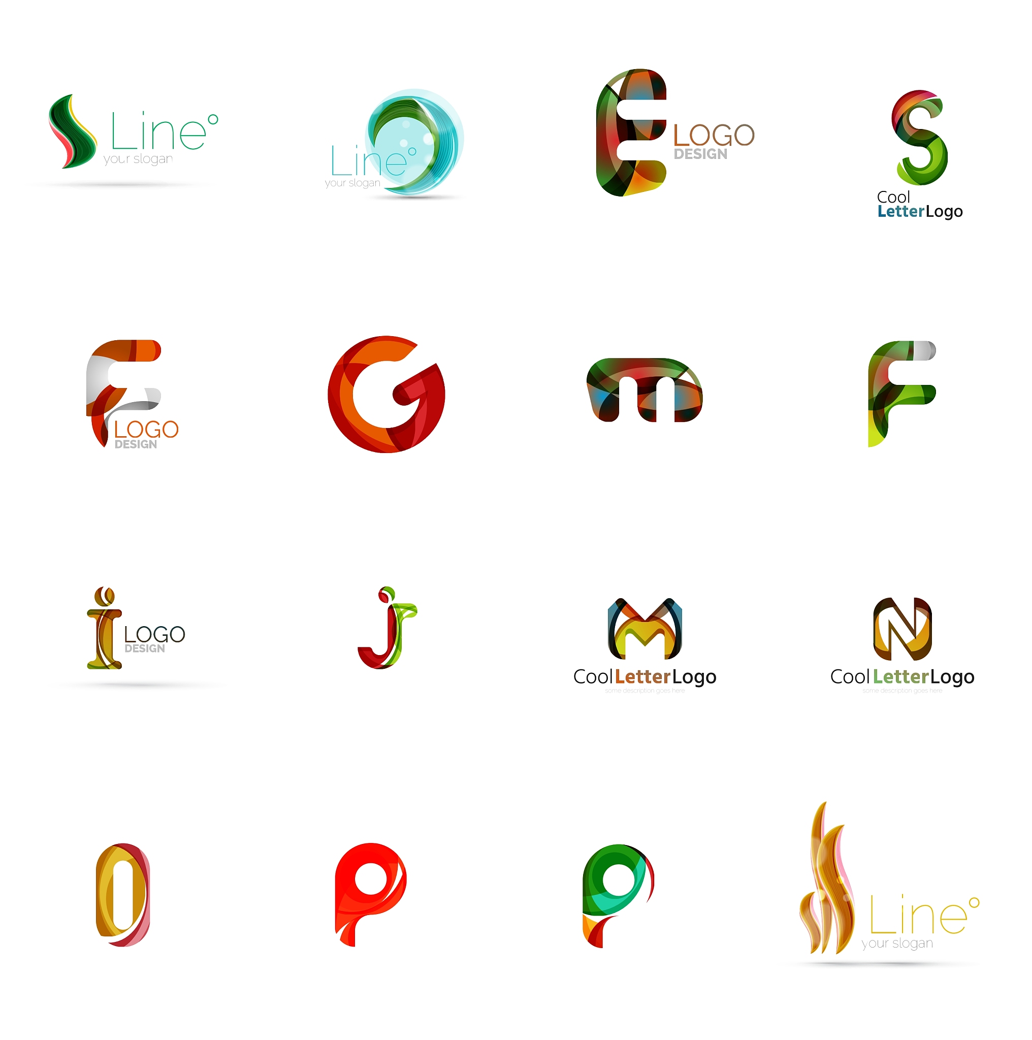 set of universal company logo ideas business icon