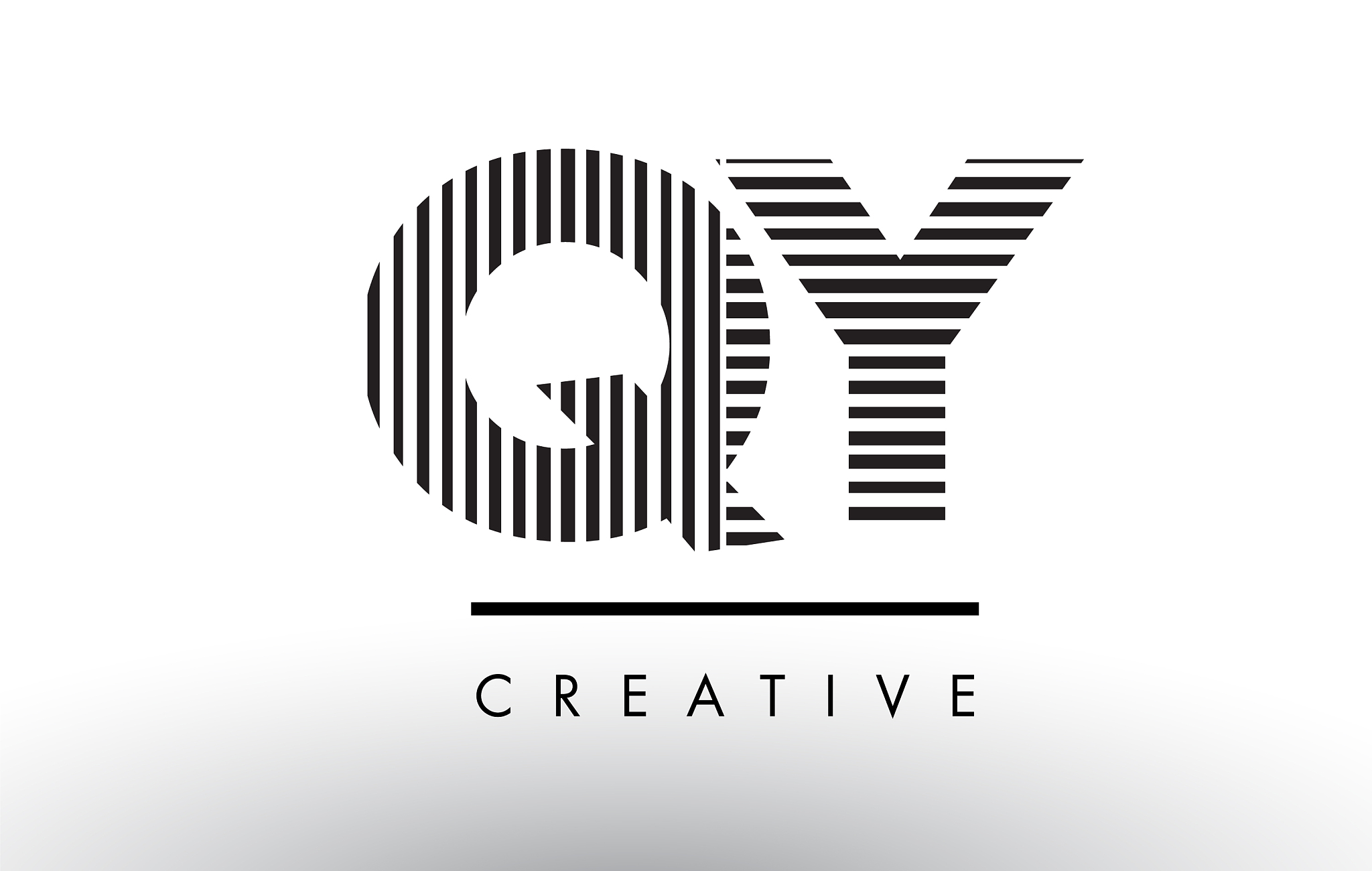 qy q y black and white lines letter logo design