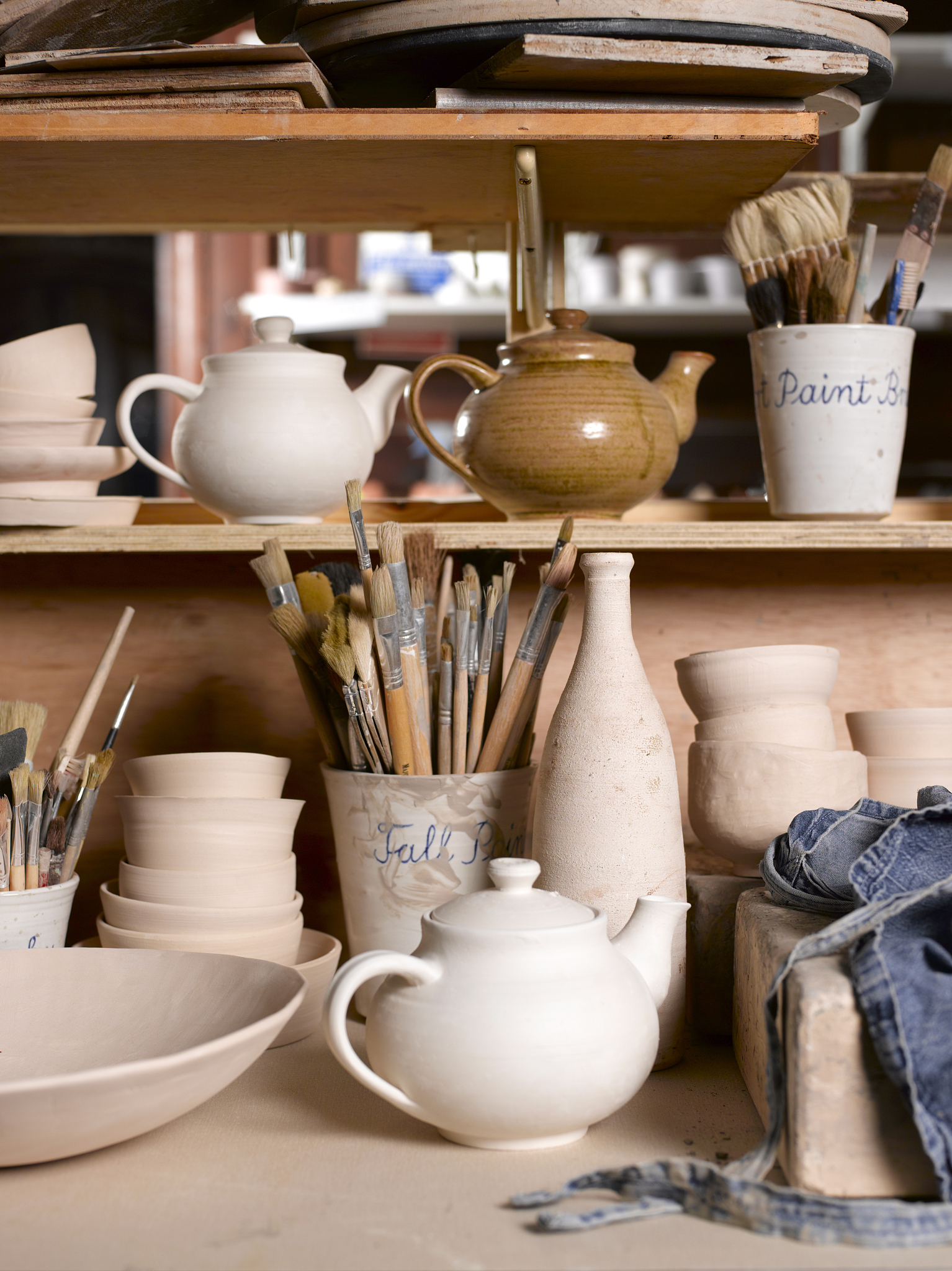 still life in pottery art studio