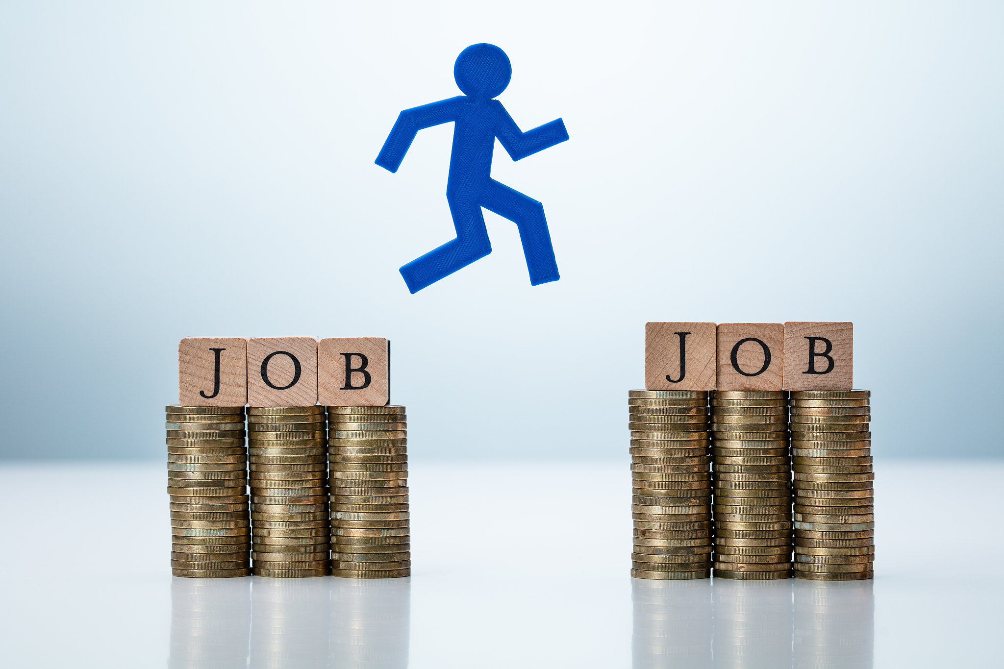 person jumping from one job to another