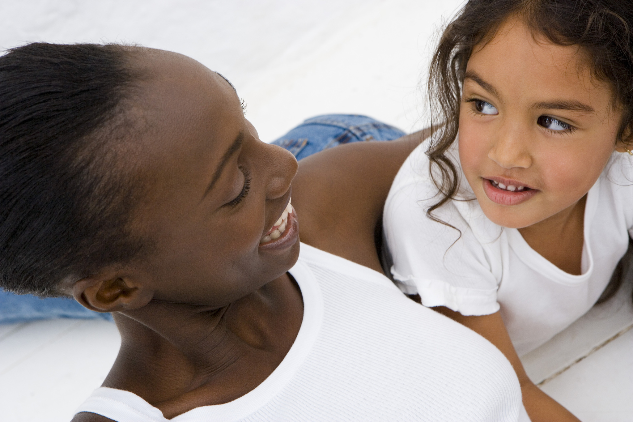 smiling mother with daughter