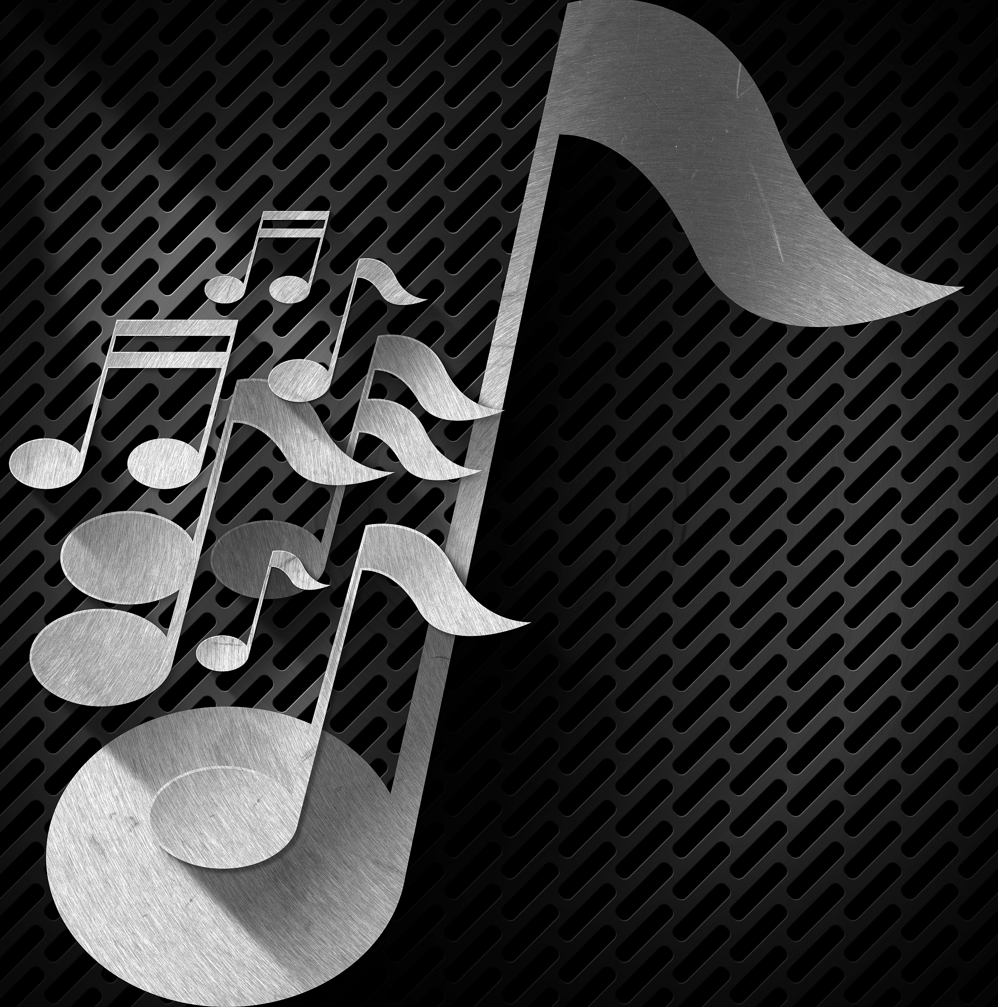 music note background - metal grid