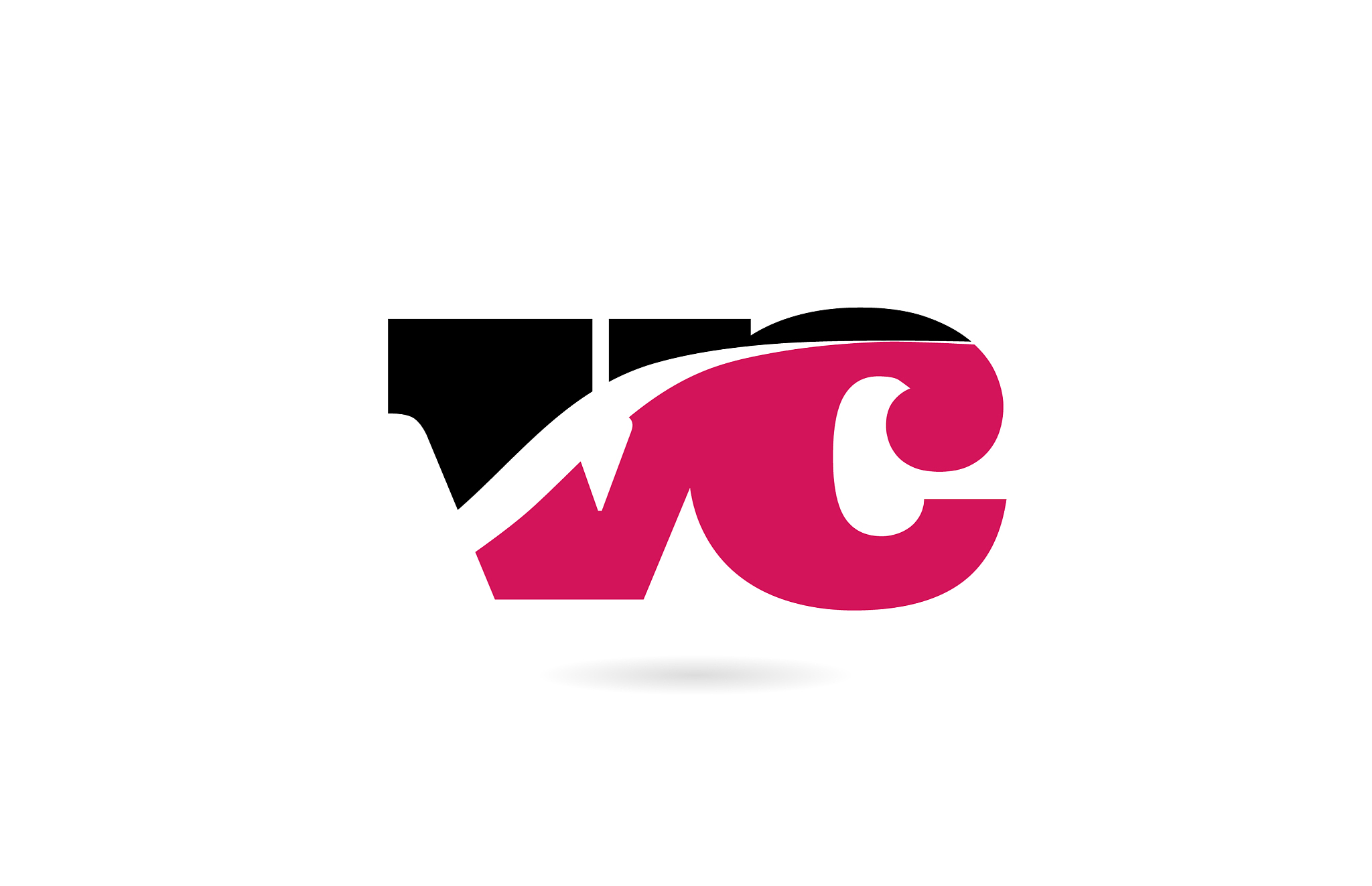 vc v c pink and black alphabet letter combination