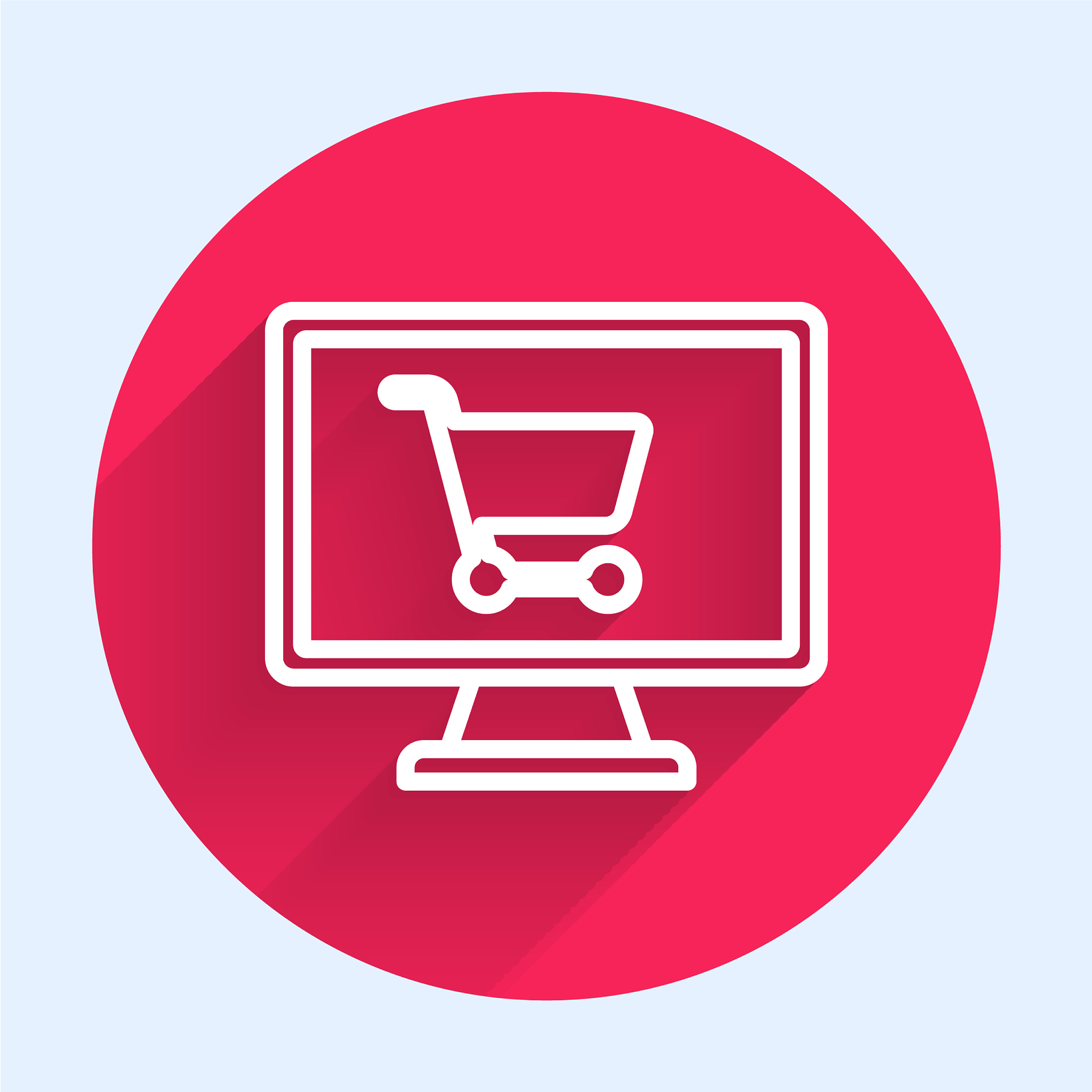 white line shopping cart on screen computer icon