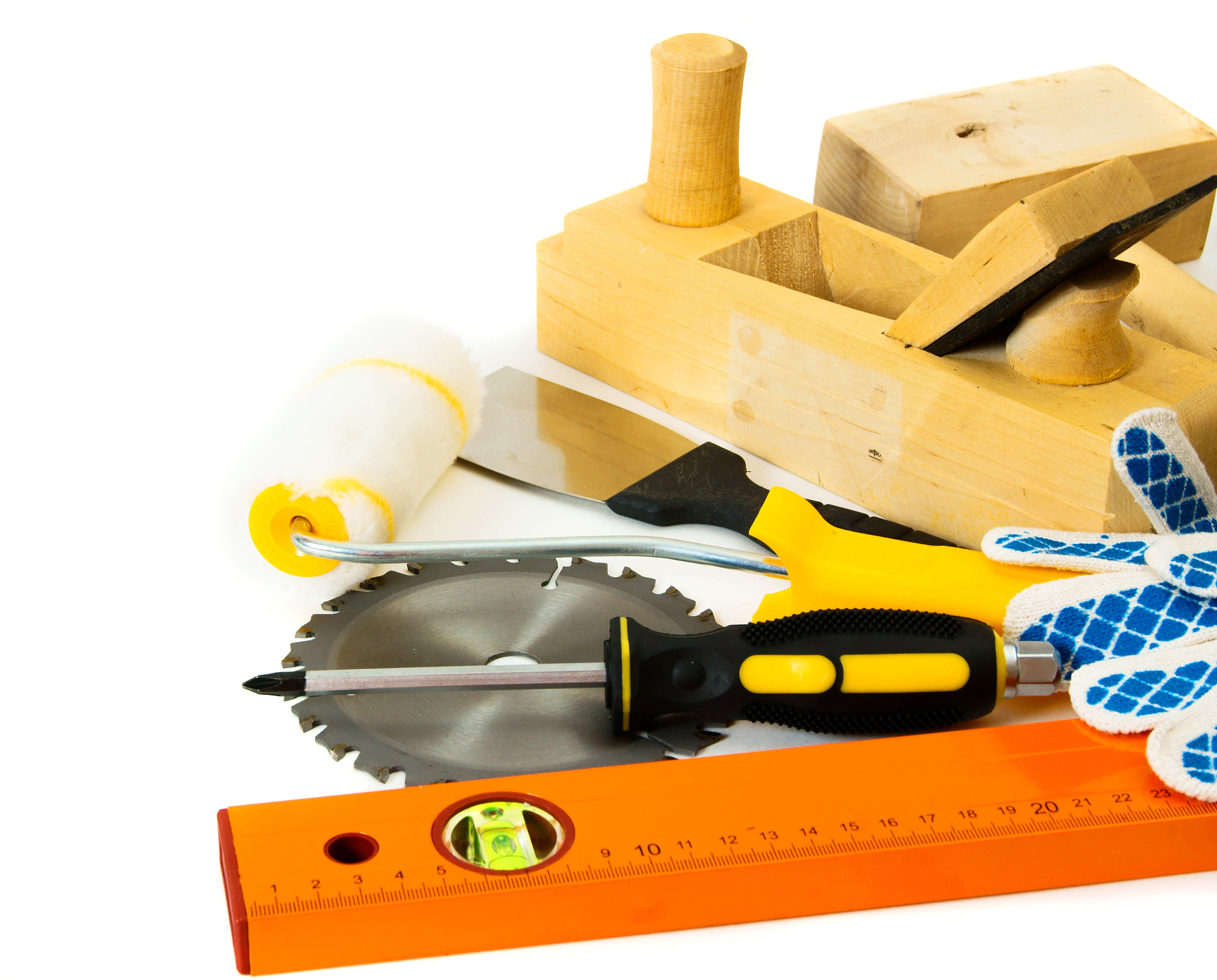 working tools on a white background