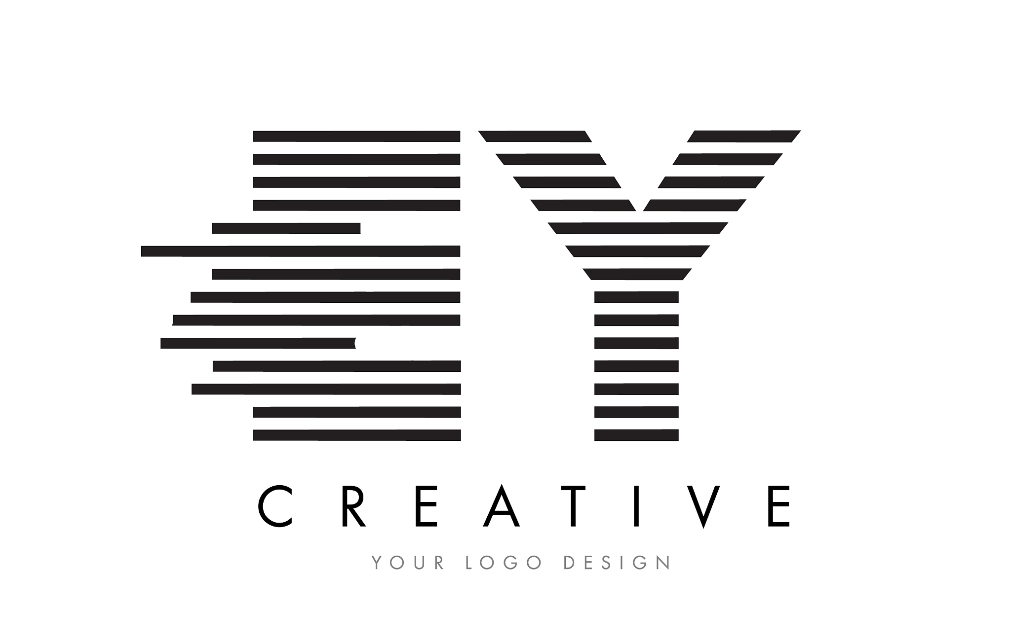 ey e y zebra letter logo design with black and