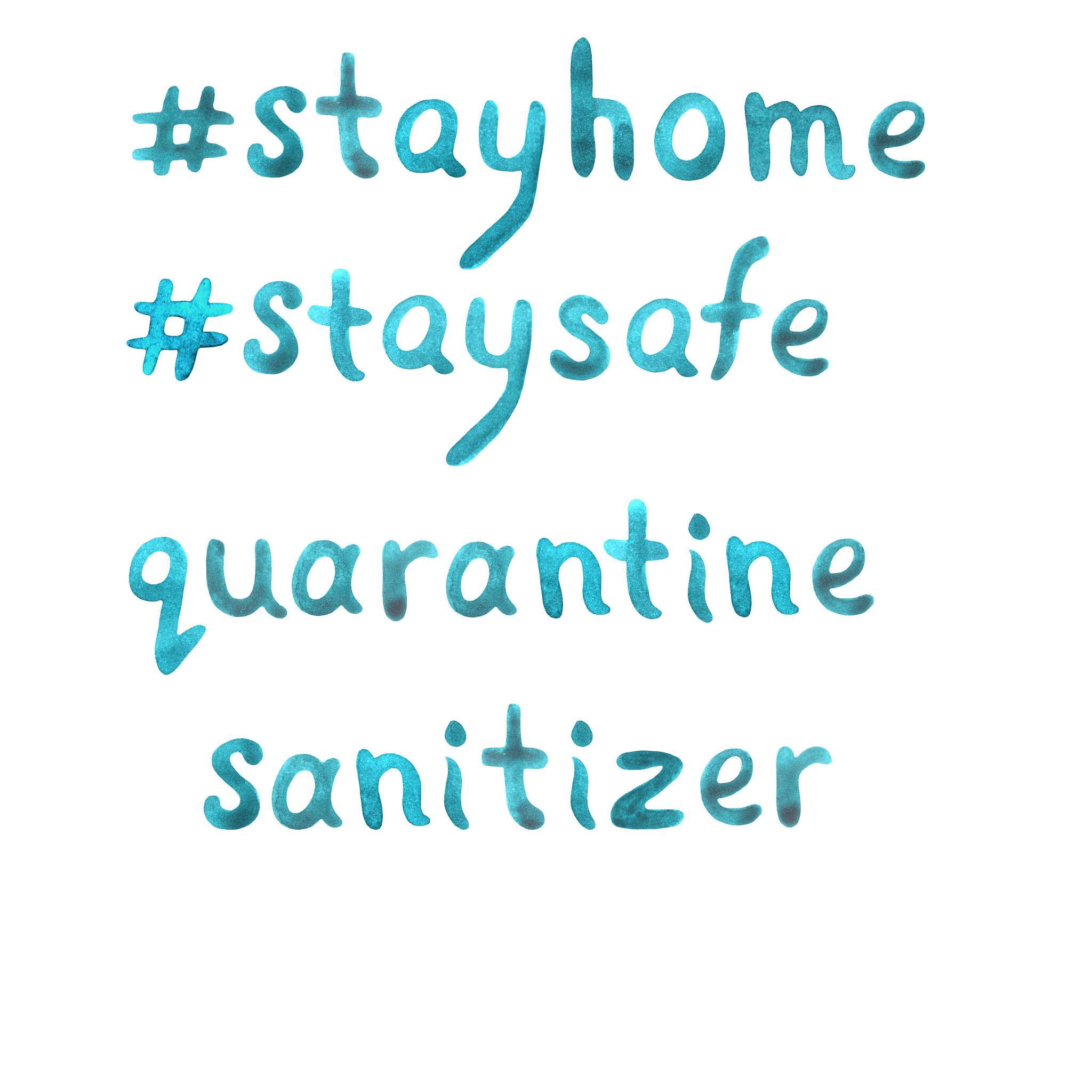 watercolor lettering on theme of quarantine, self-isolation time