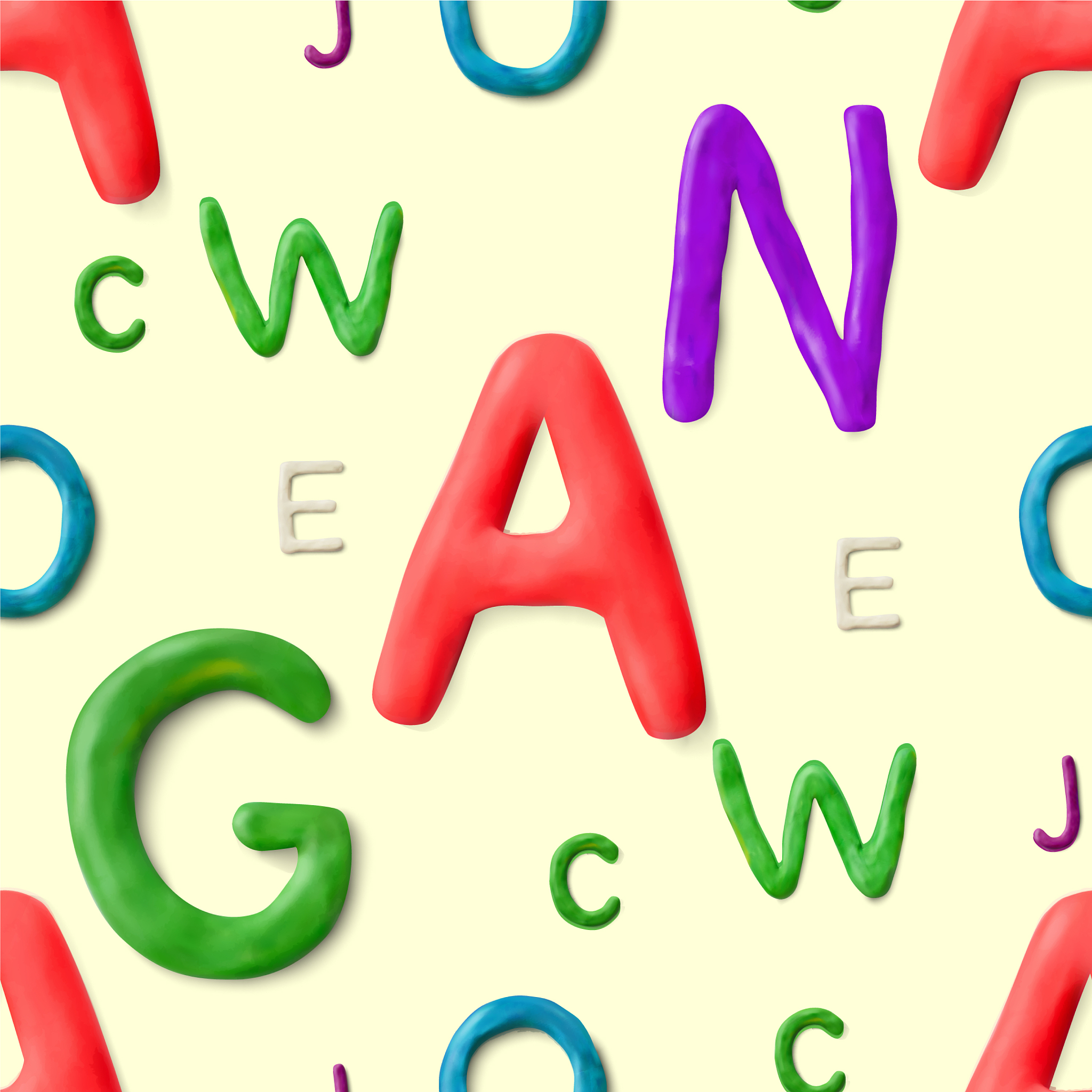 seamless pattern with alphabet handmade modeling