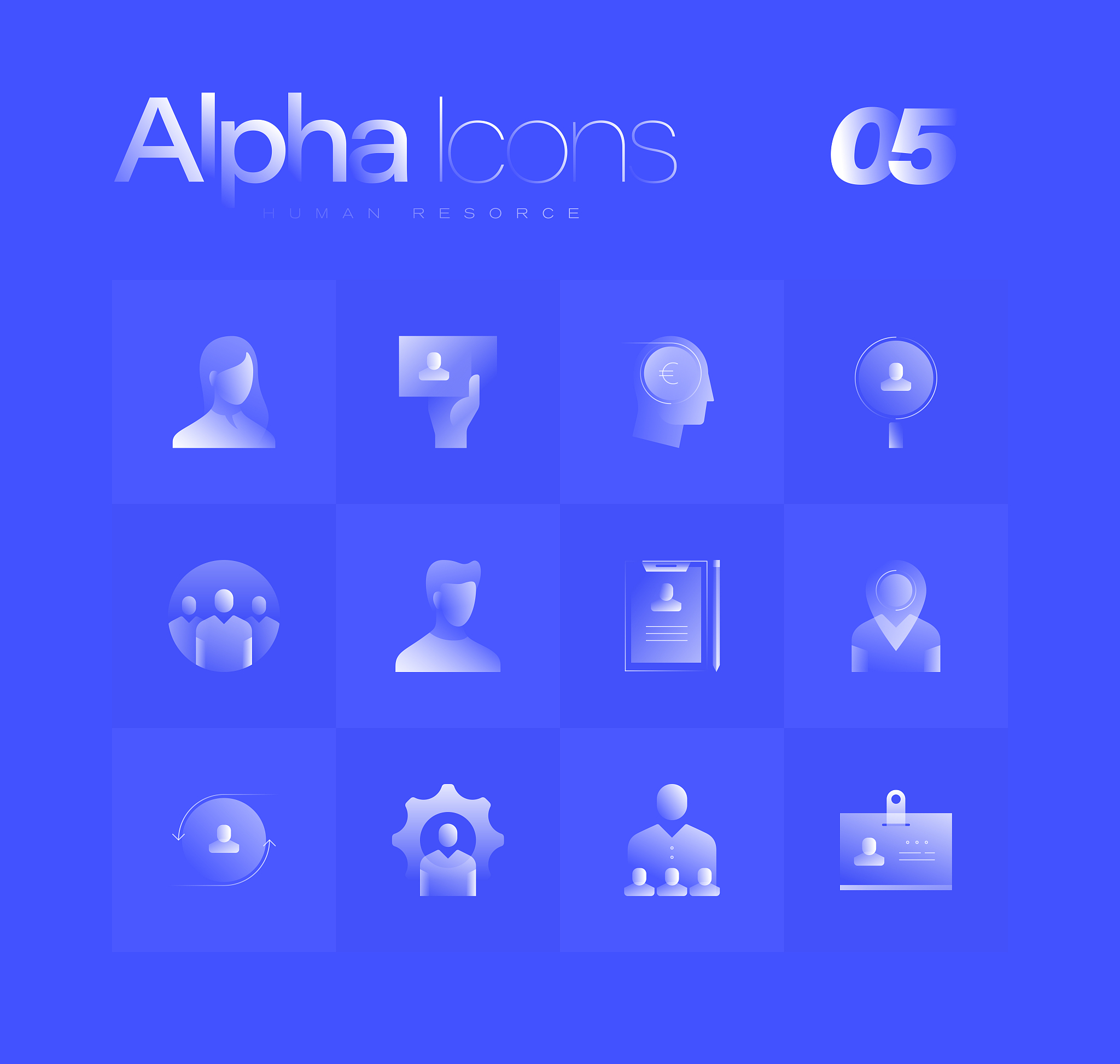 human resource alpha icons set
