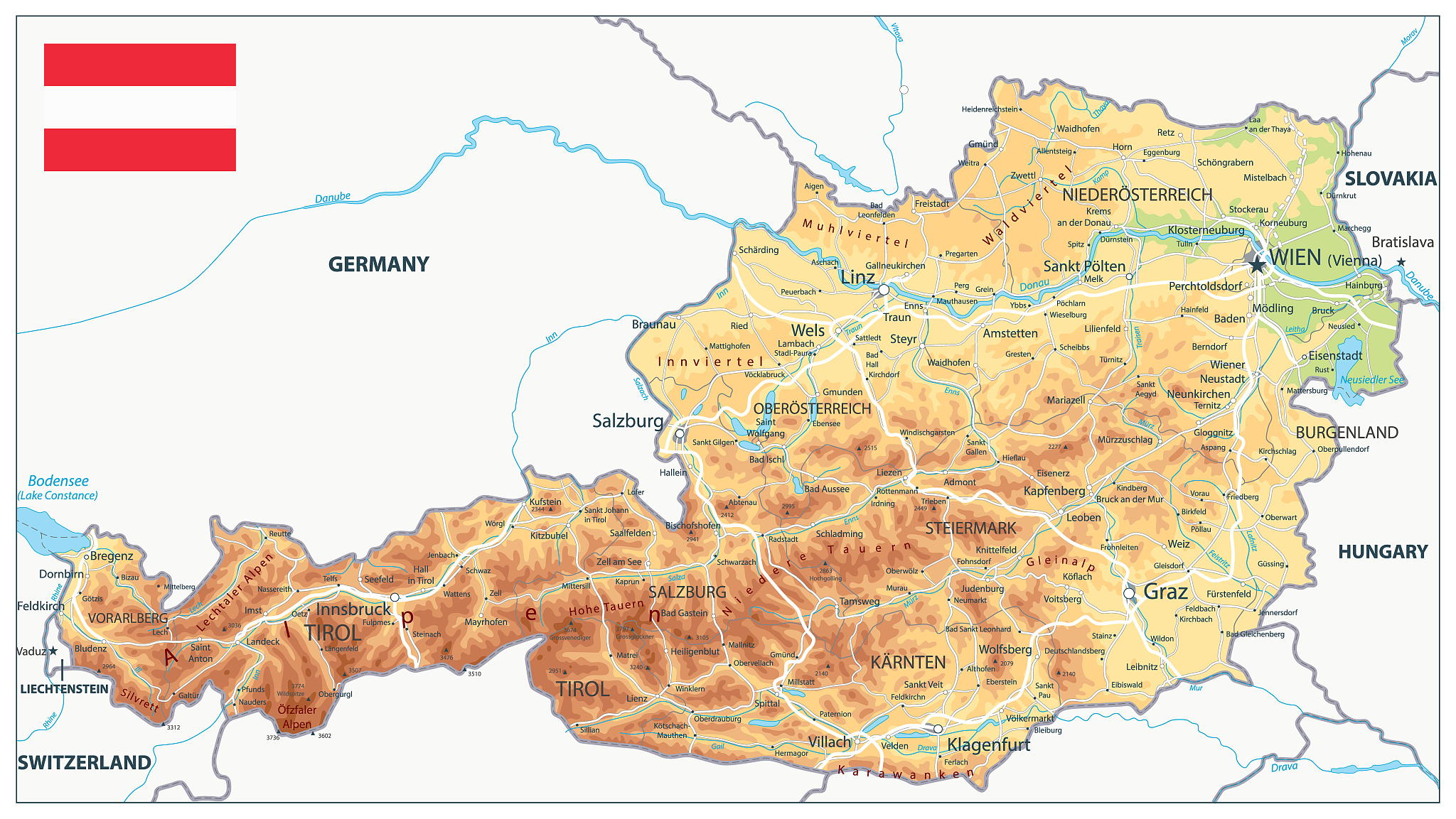 austria physical map