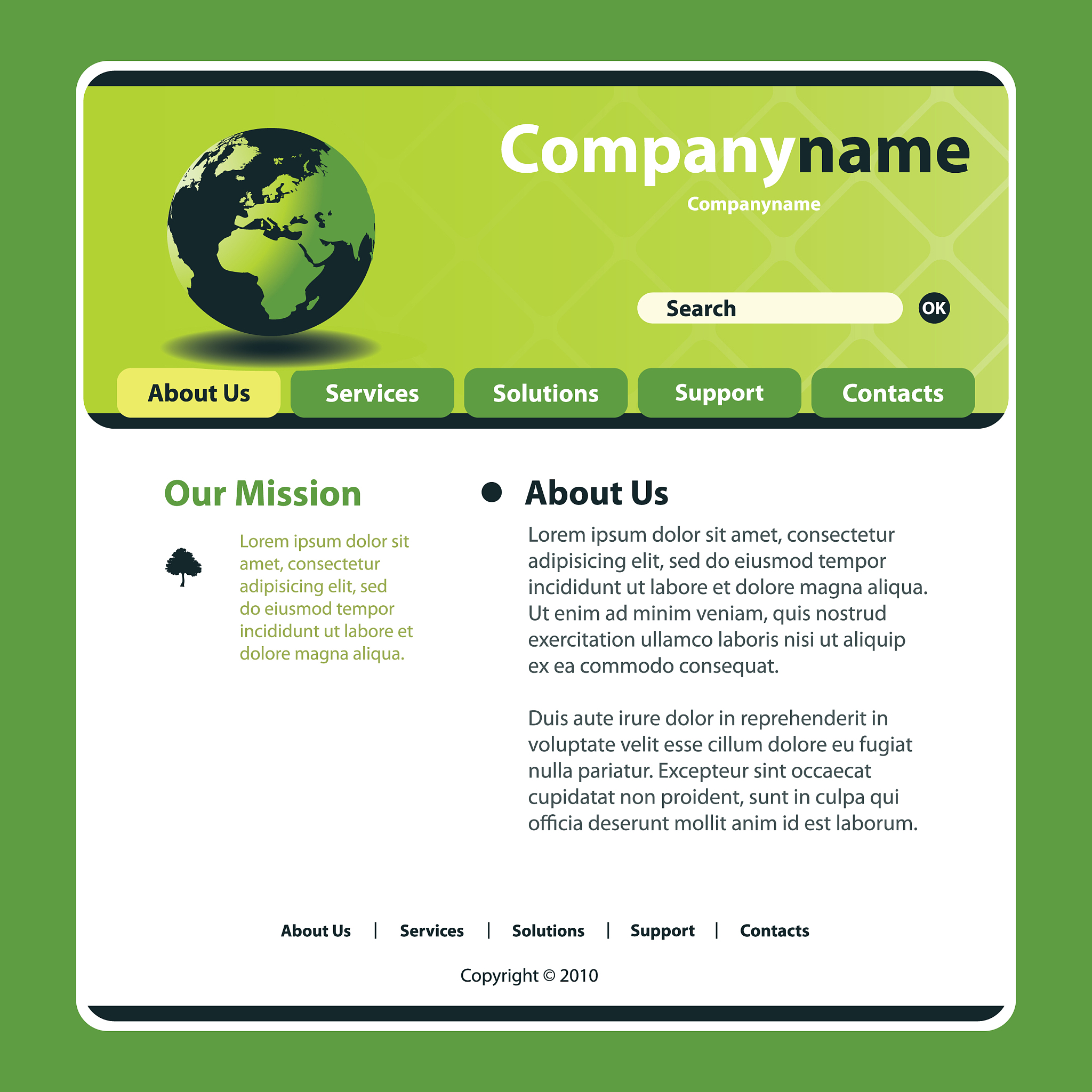 one page website template