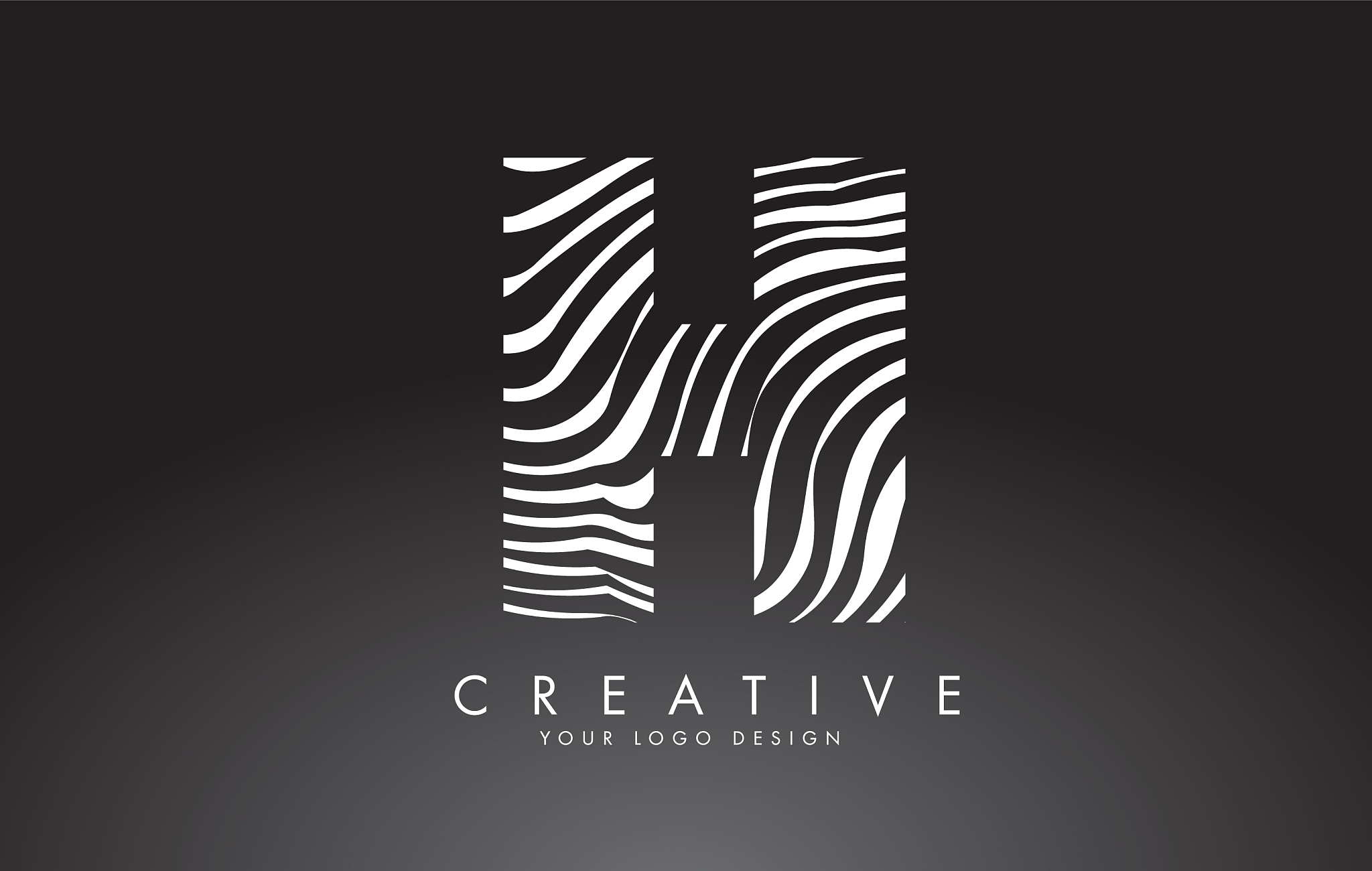 h letter logo design with fingerprint black and