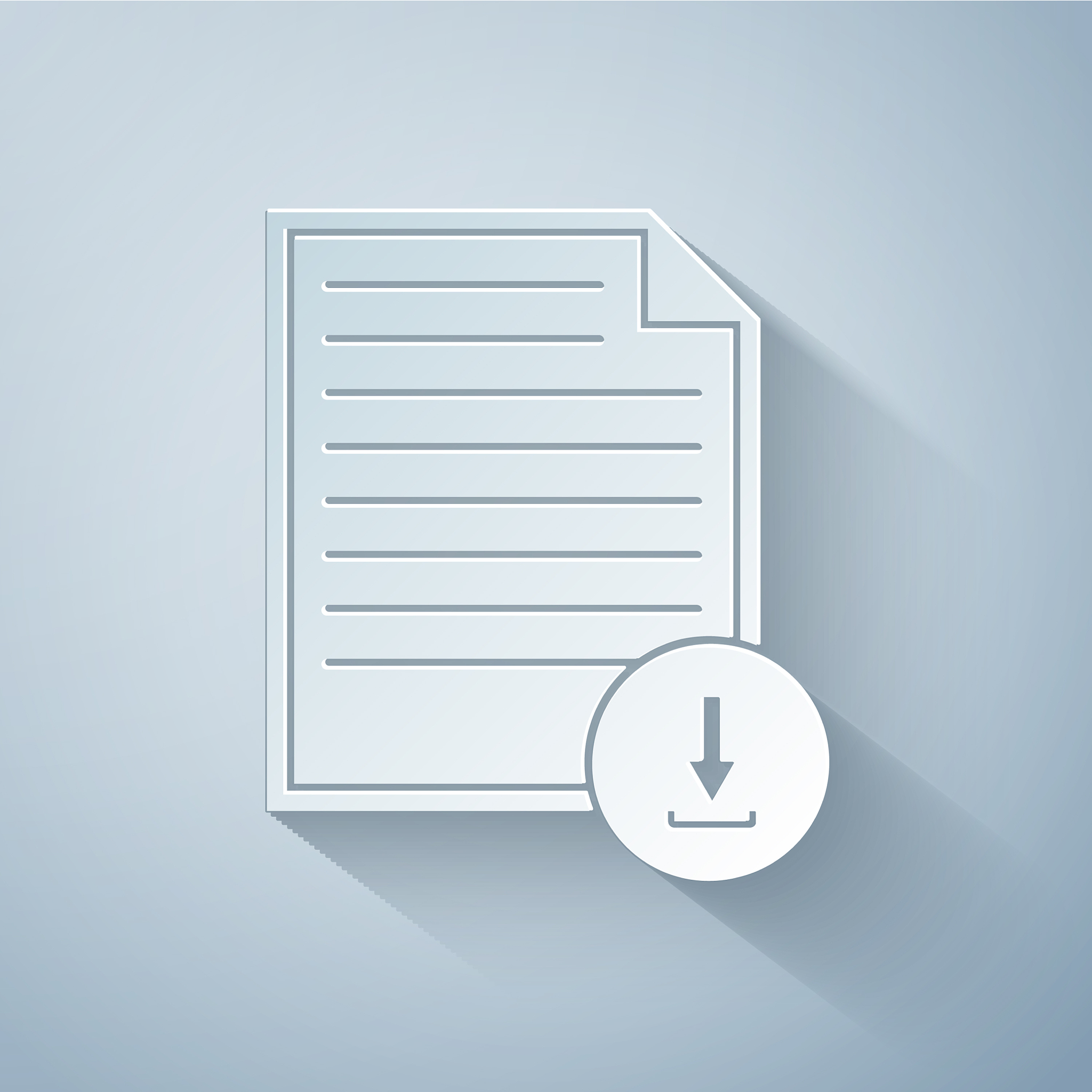 paper cut document with download sign icon