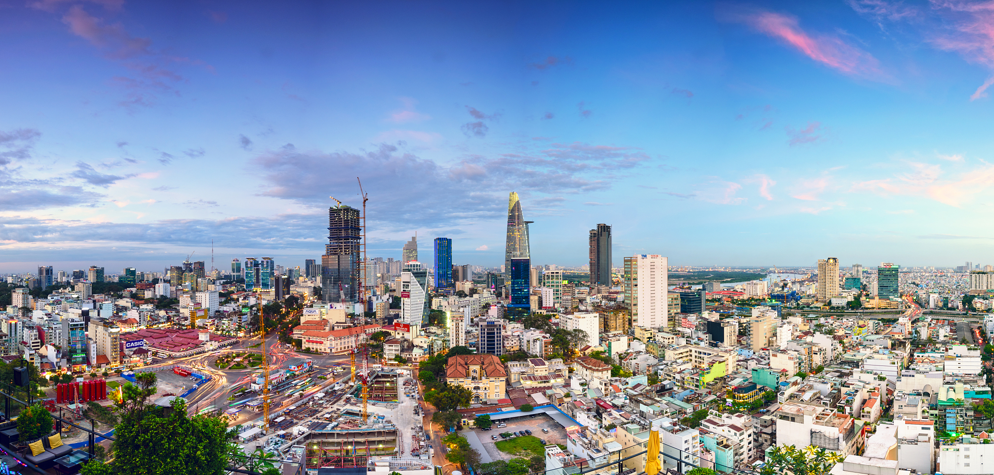 sunrise on benthanh land at ho chi minh city