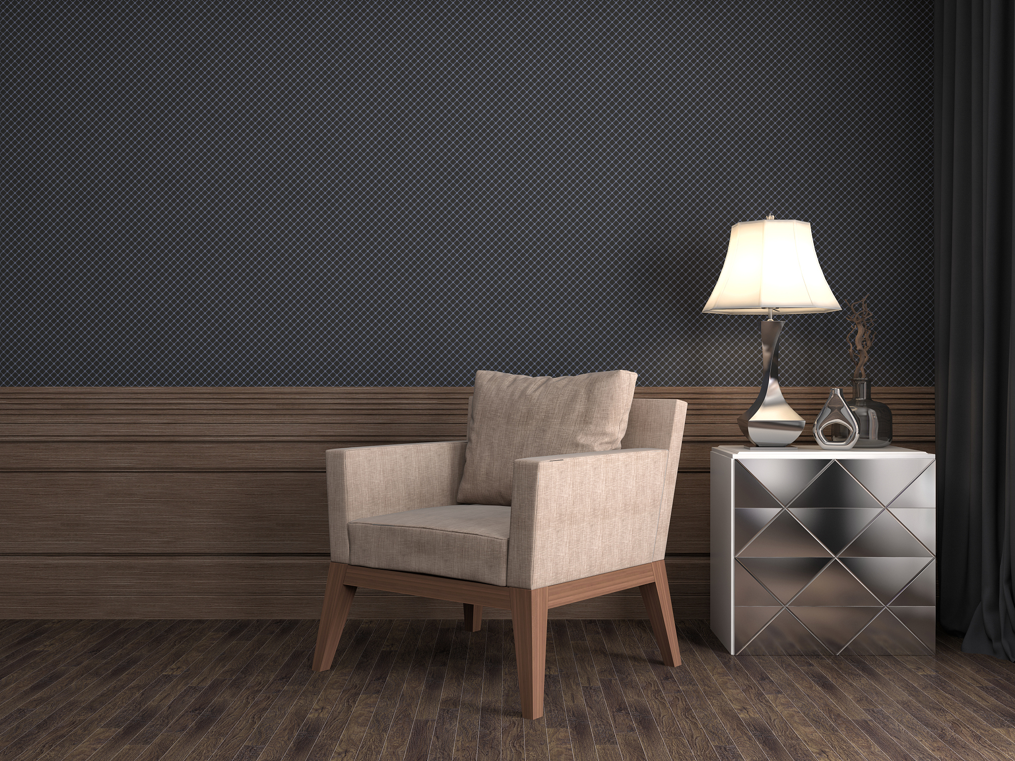 interior with chair. 3d illustration