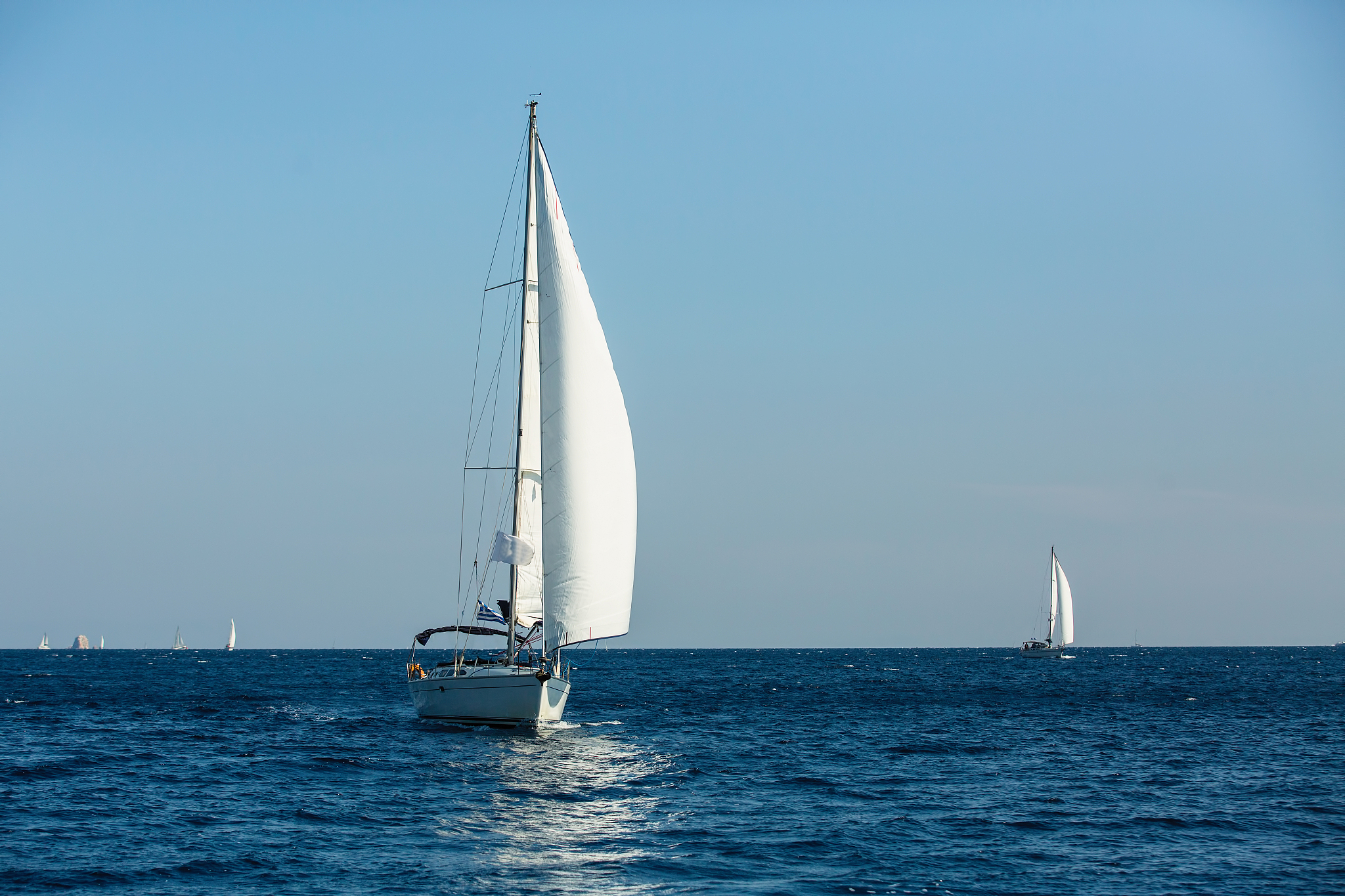 sailing yachts regatta in aegean sea. luxury vacation.