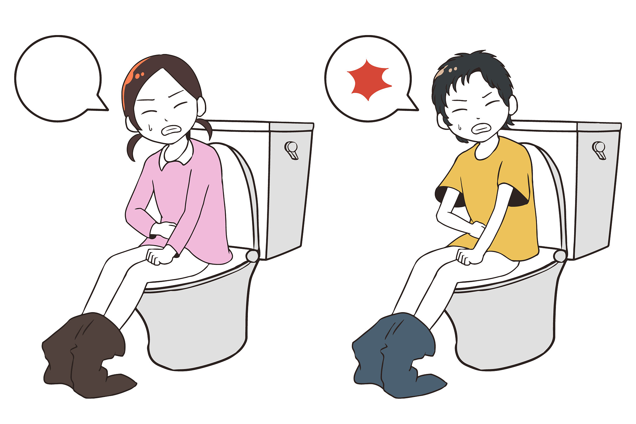 a child who works hard and takes a toilet (with a balloon)