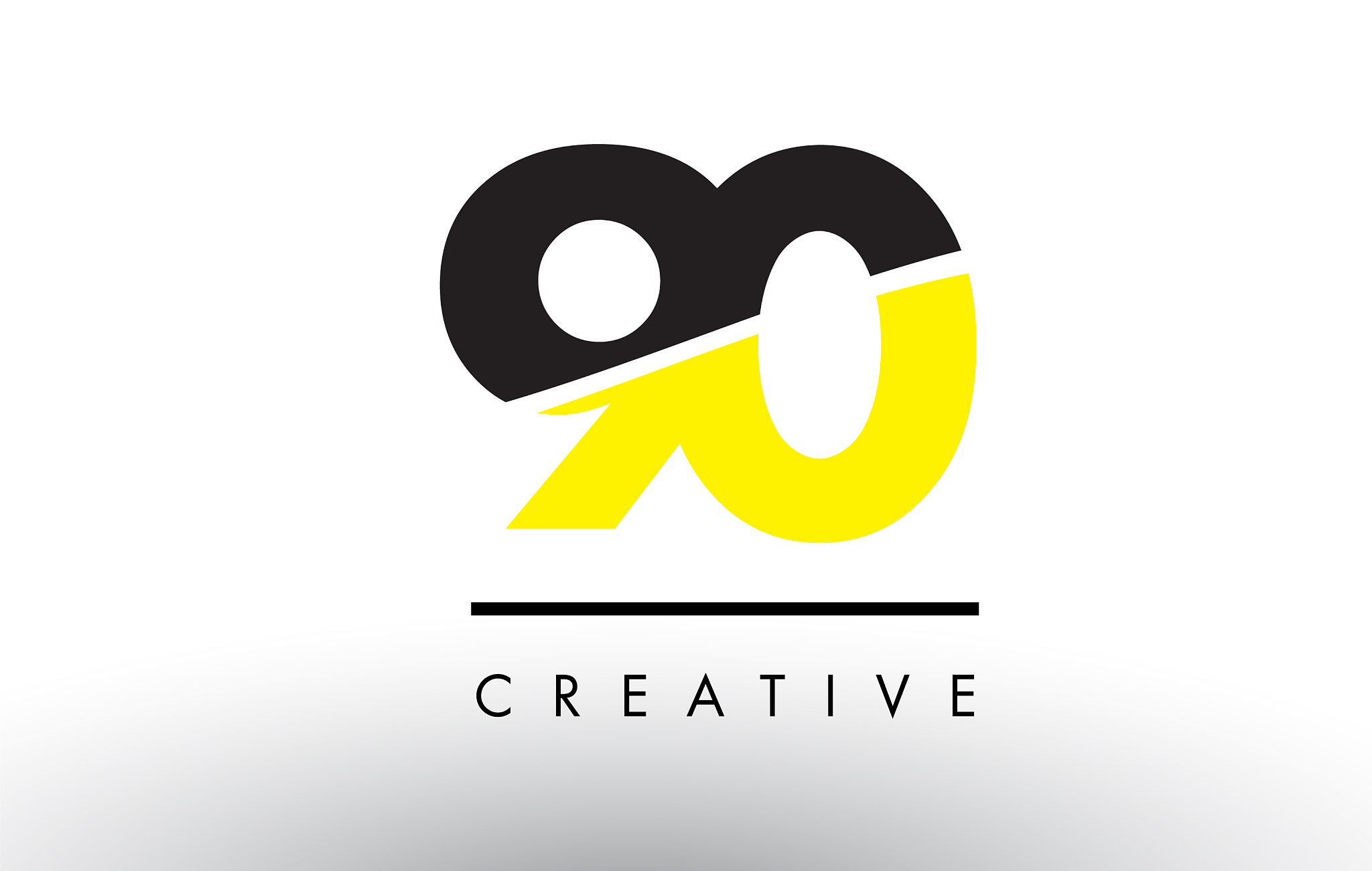 90 black and yellow number logo design