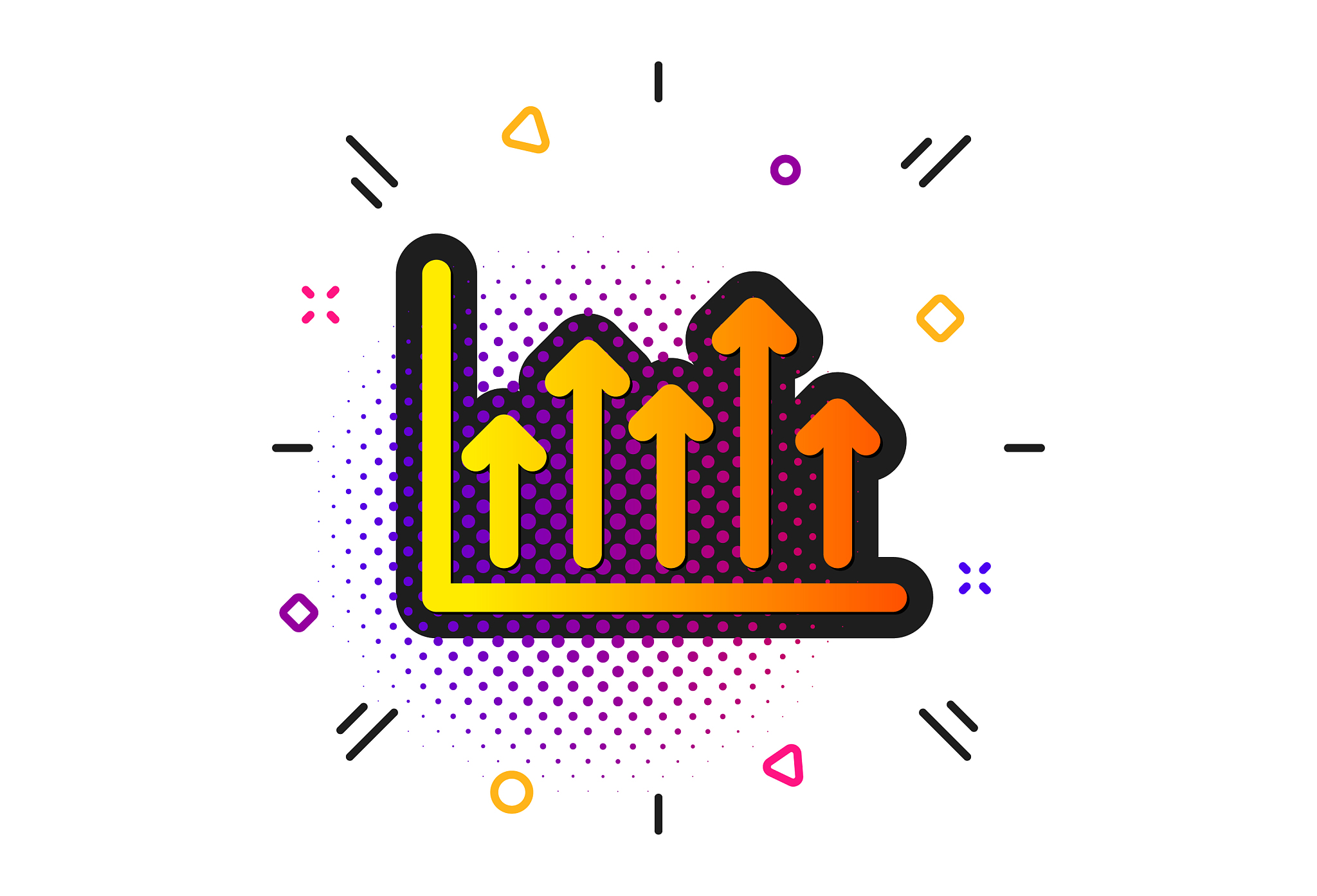 growth chart icon upper arrows sign