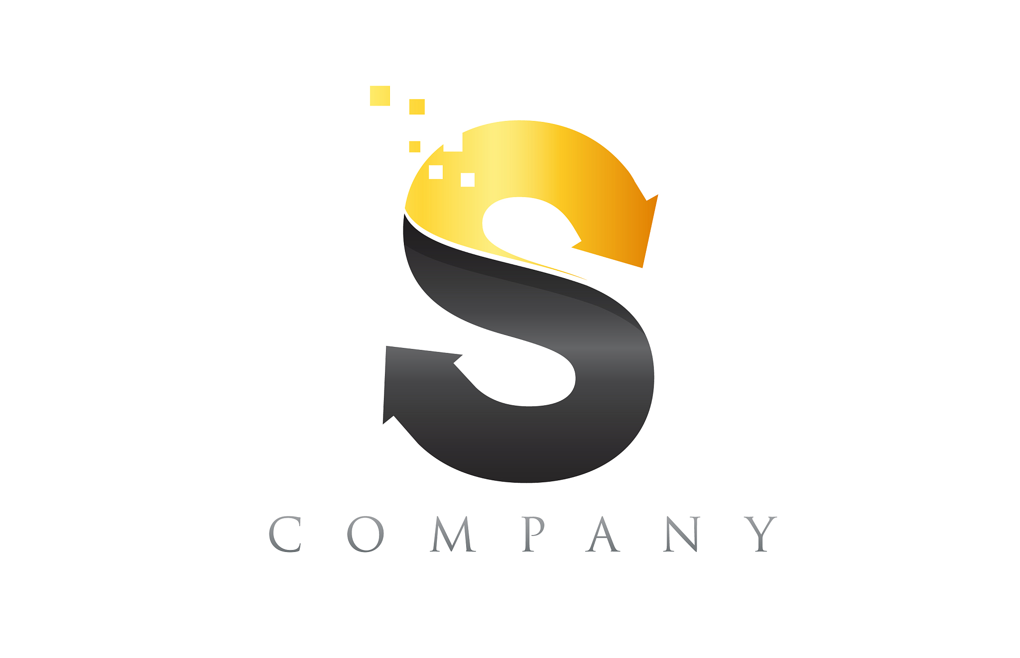 s black yellow gold blue alphabet letter logo