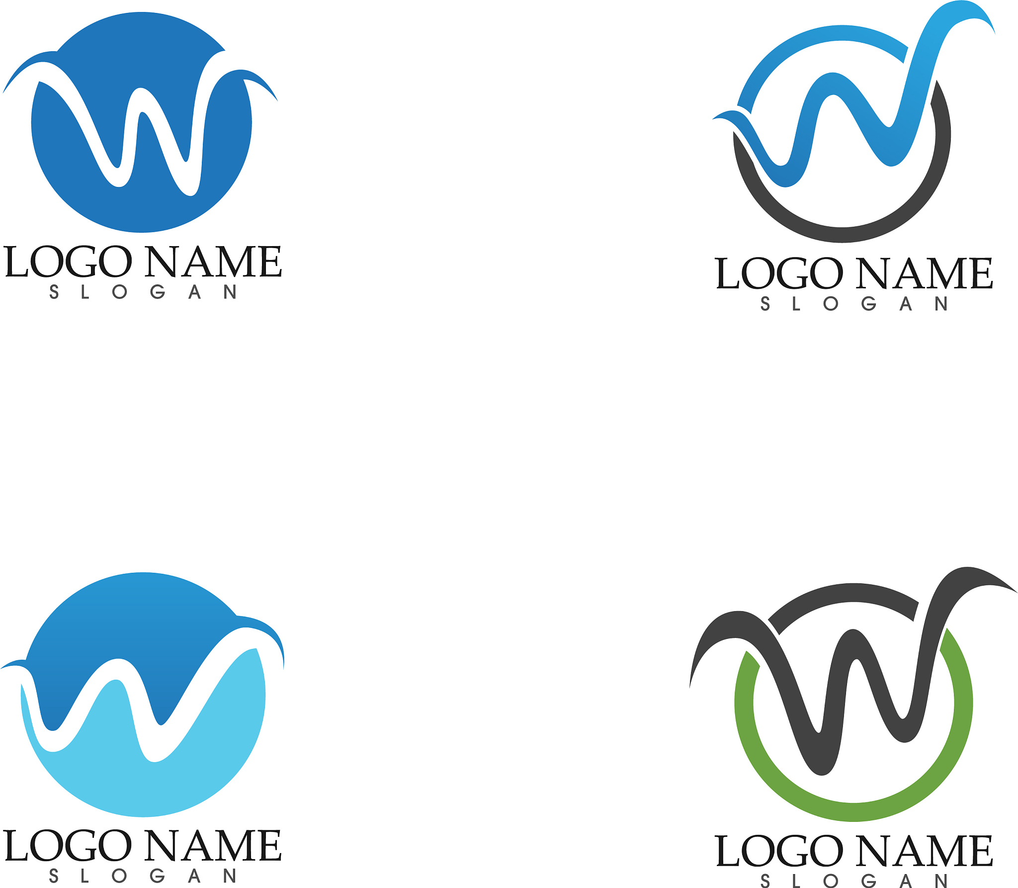 w letter wave logo template