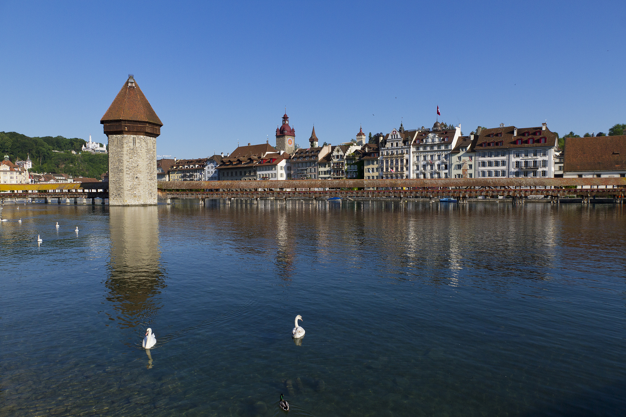 chapel bridge, lake lucerne