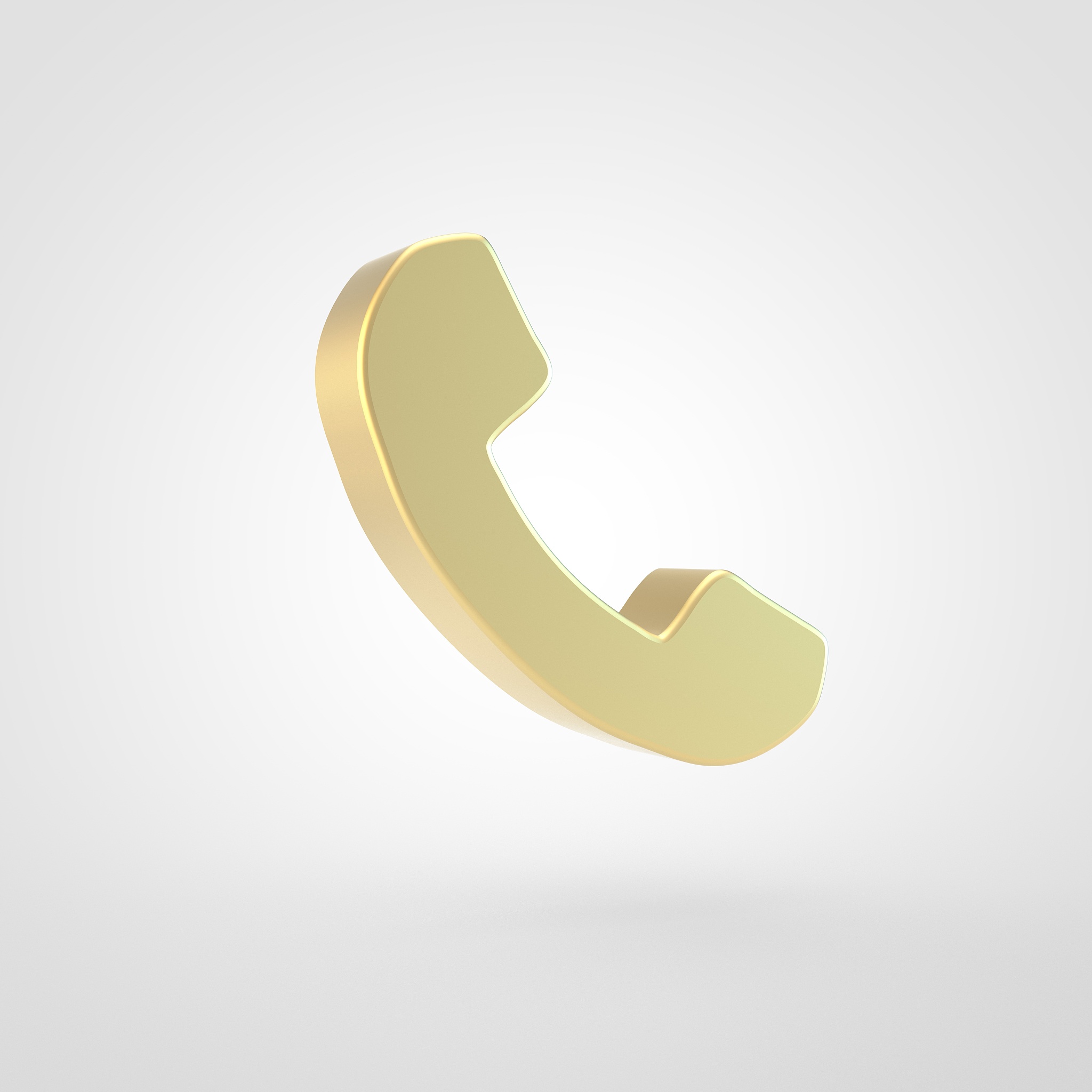 golden phone icon isolated on white background.