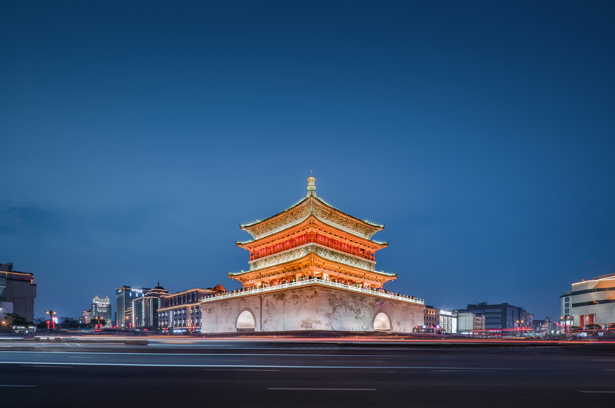 bell tower in the ancient city xian, china - stock photo