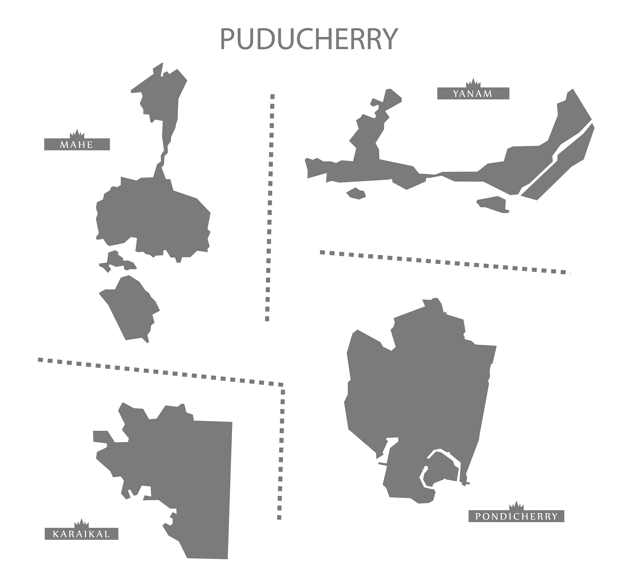 puducherry india map grey