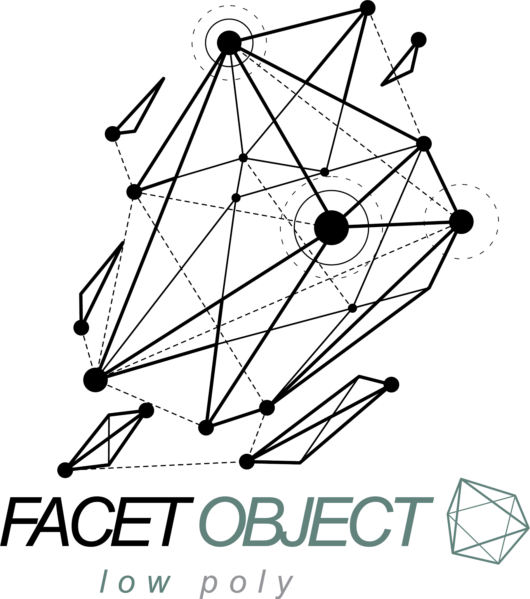 3d design abstract faceted shape technology and