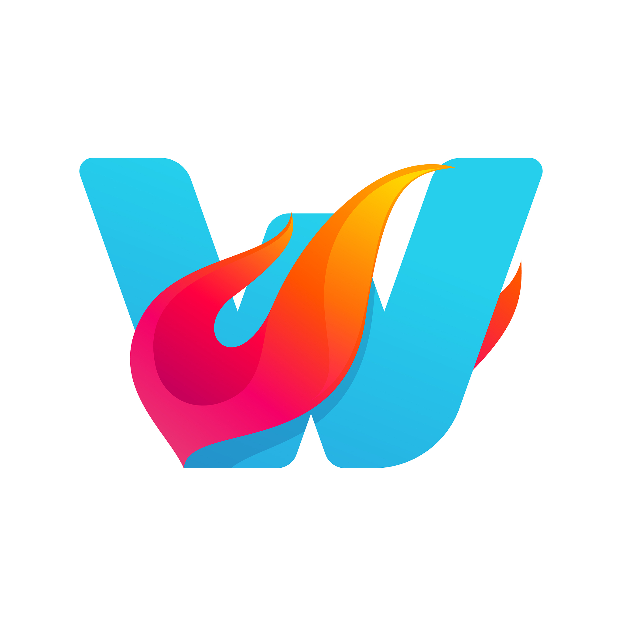 letter w logo with fast speed fire