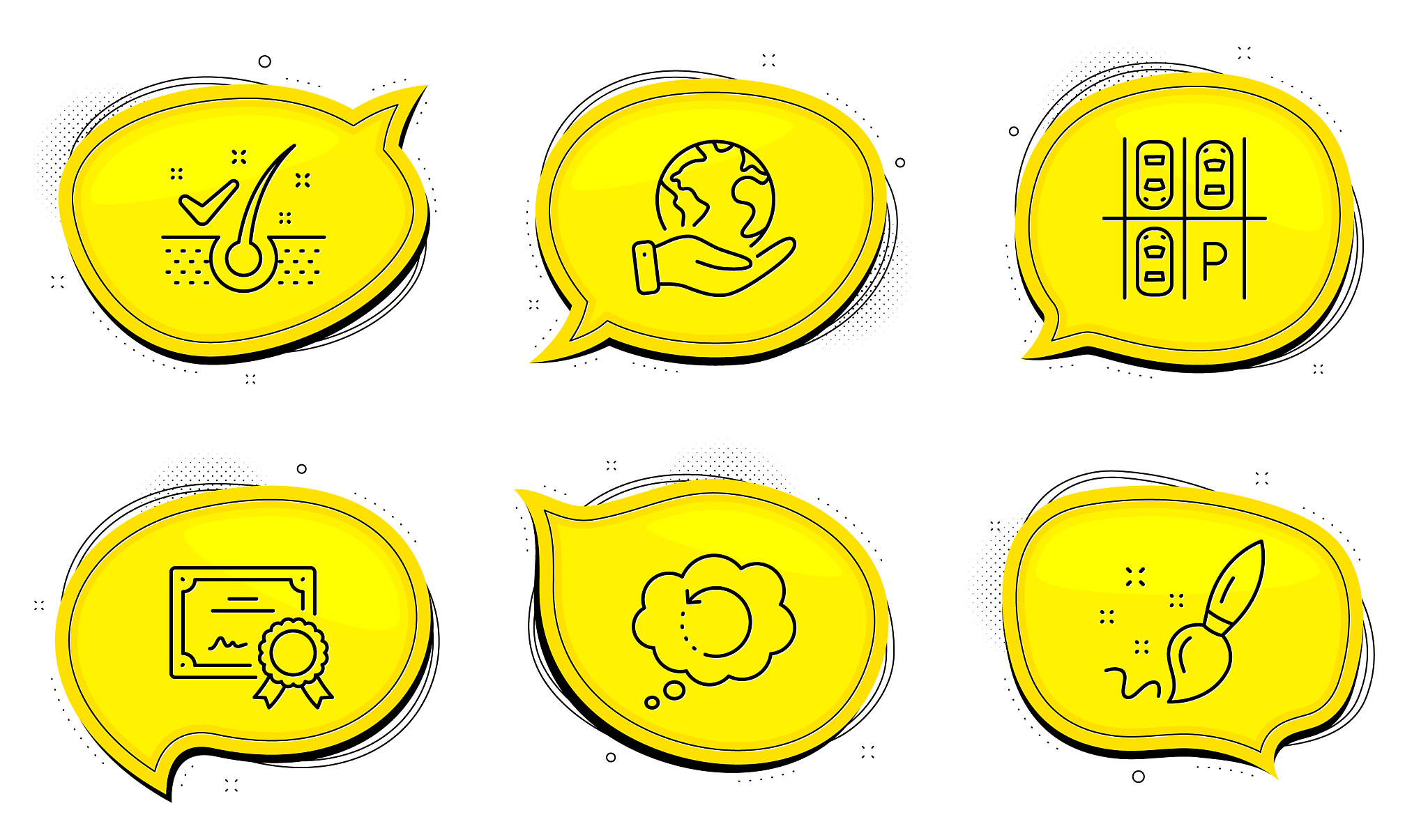 recovery data paint brush and parking place icons