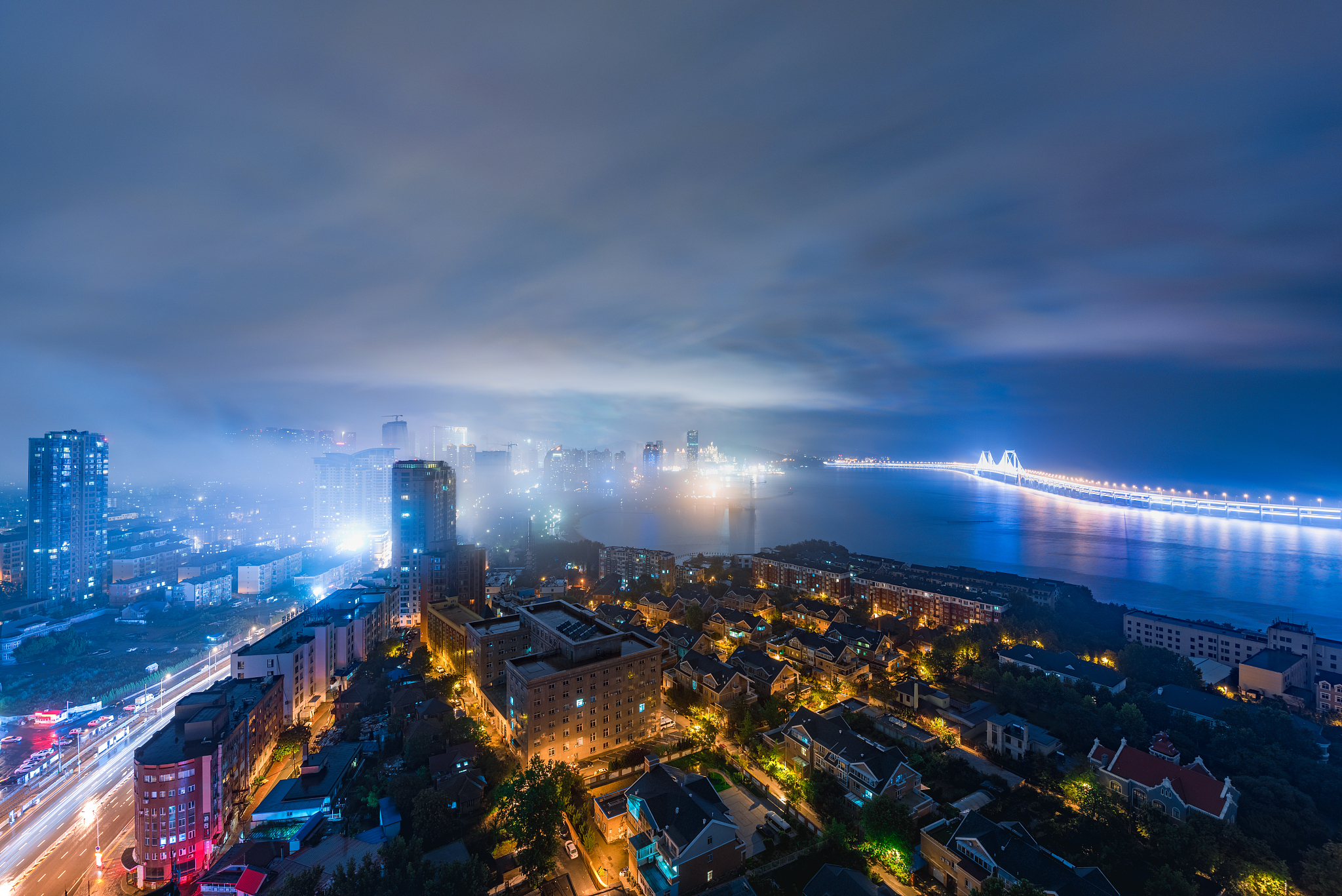 panoramic night view of the city skyline