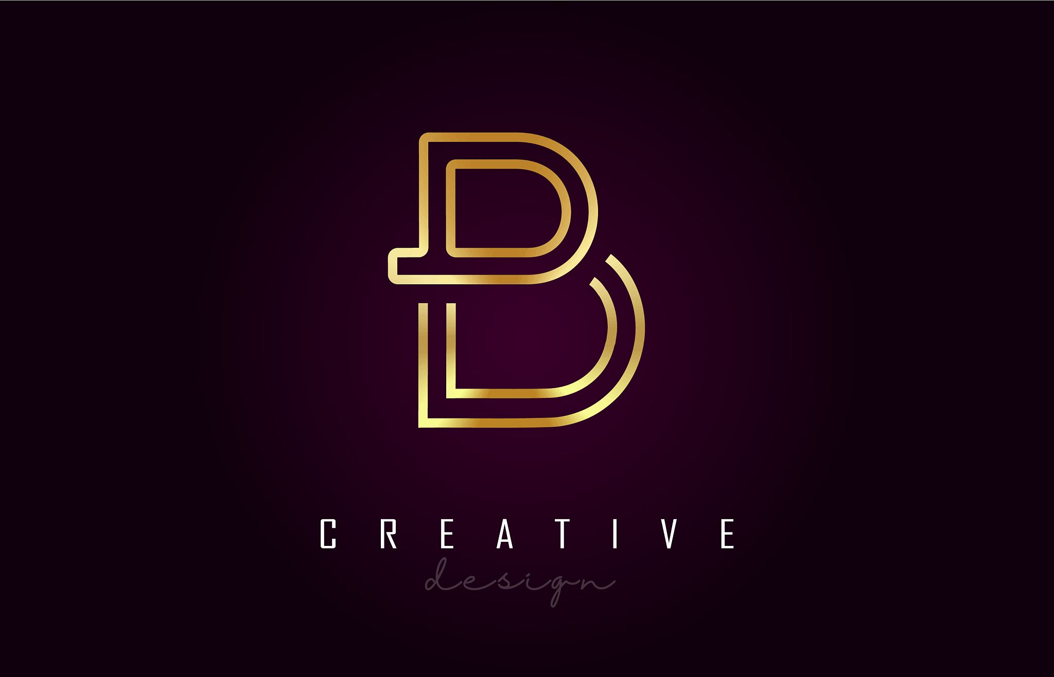 b golden letter logo monogram design creative b