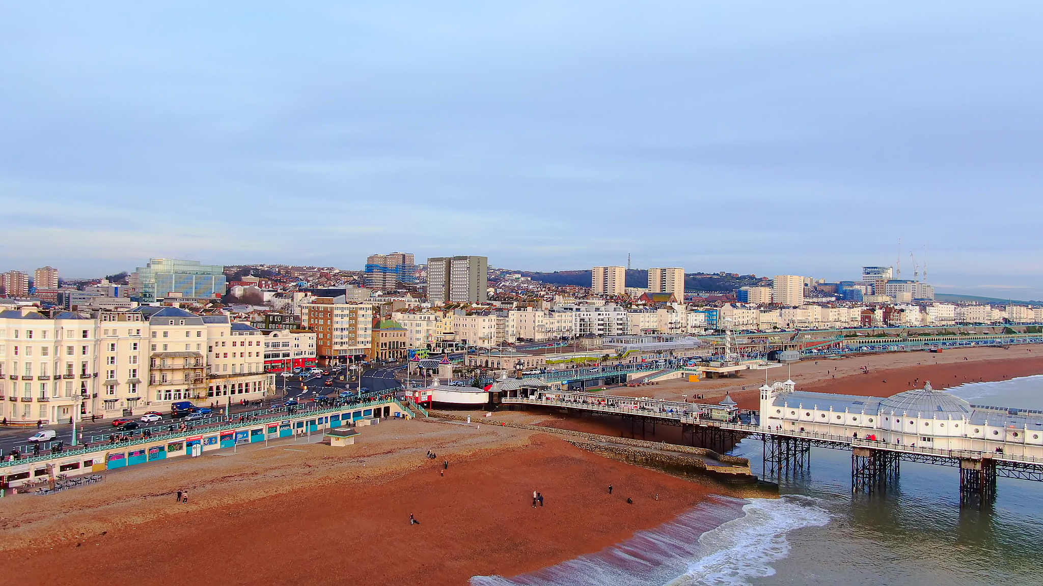 brighton pier in england - aerial view
