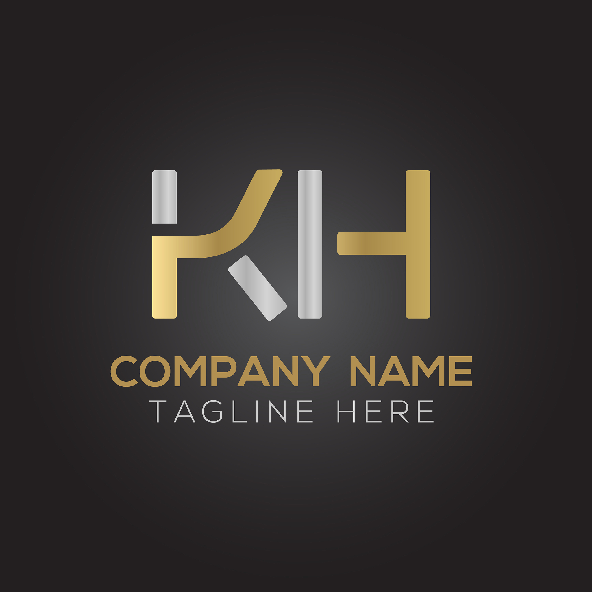 initial alphabet kh logo design template abstract