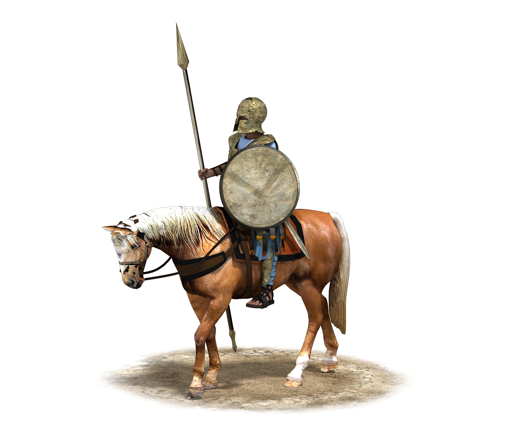 3d render, rider, warrior on horseback, illustration