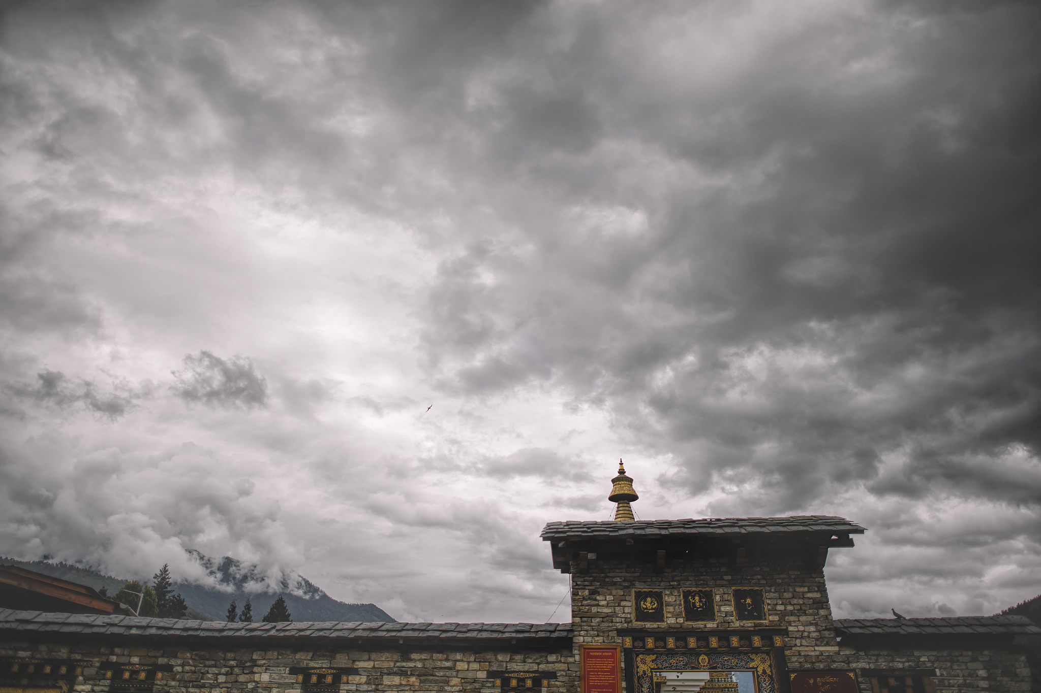 the roof top entrance of  national memorial chorten, thimphu, bh