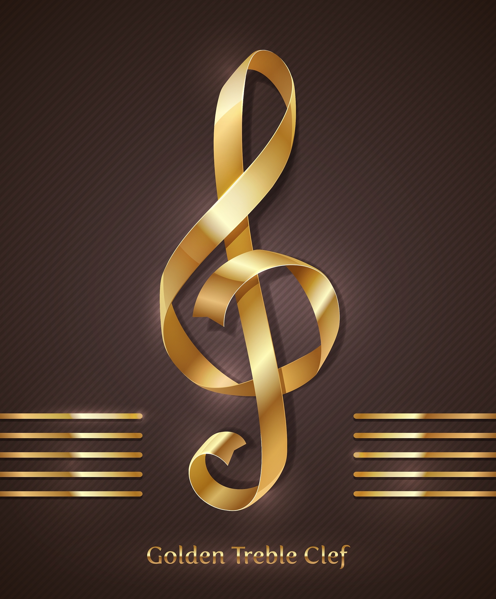 gold ribbon in the shape of treble clef