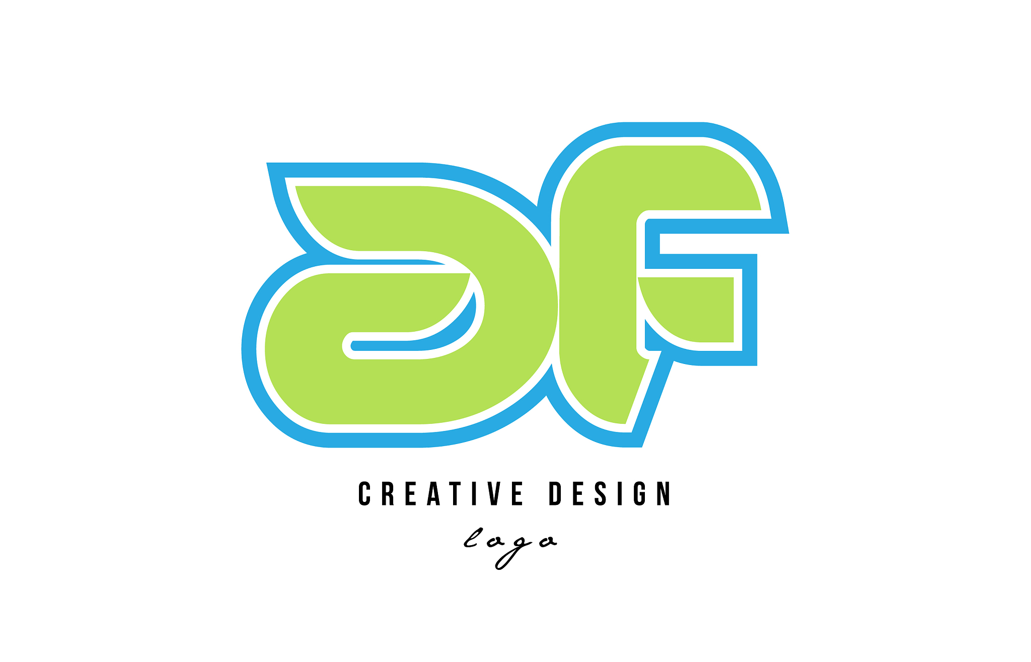 blue green alphabet letter af a f logo icon design
