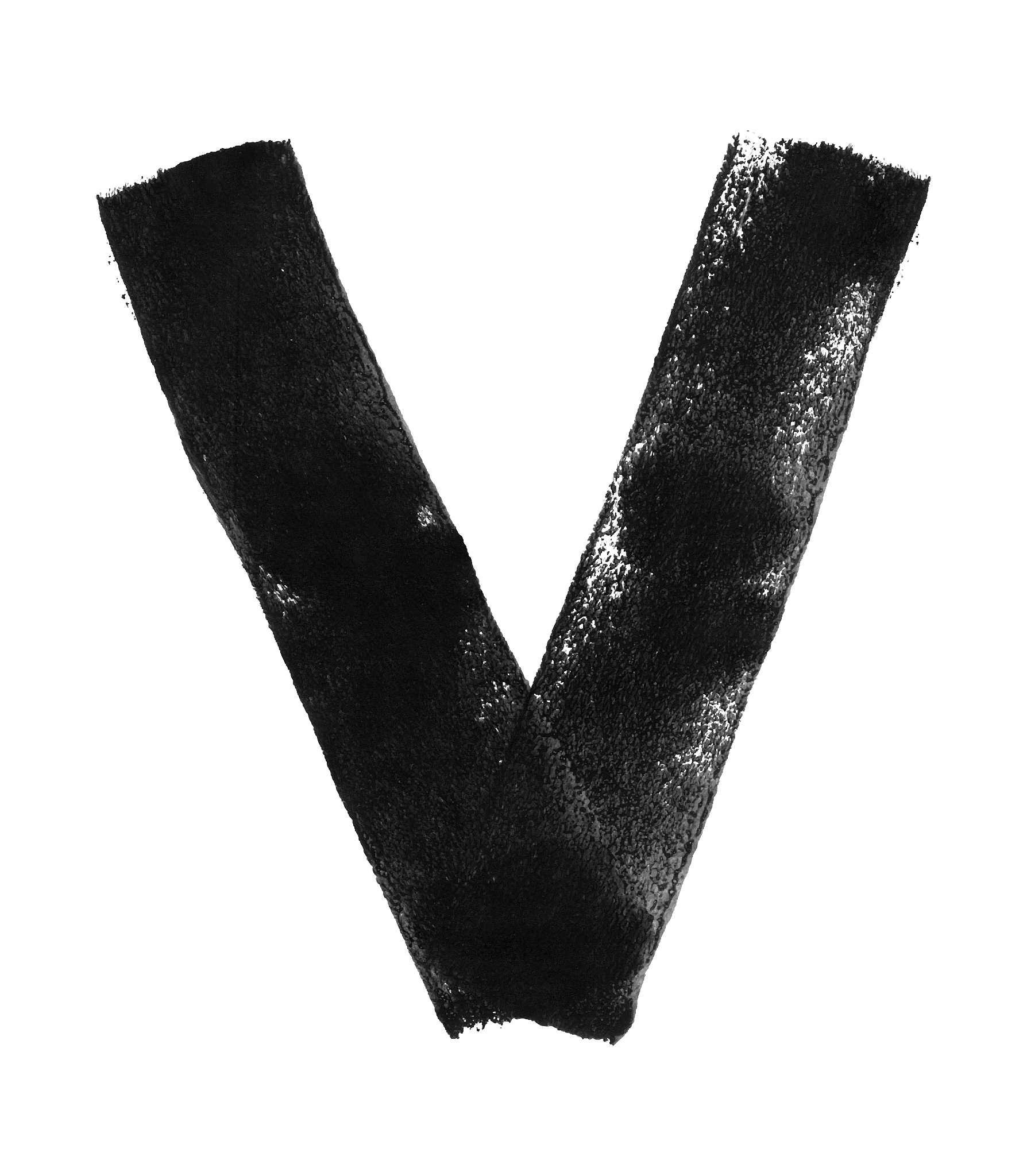 letter v - two hand painted diagonal lines connected at one end 