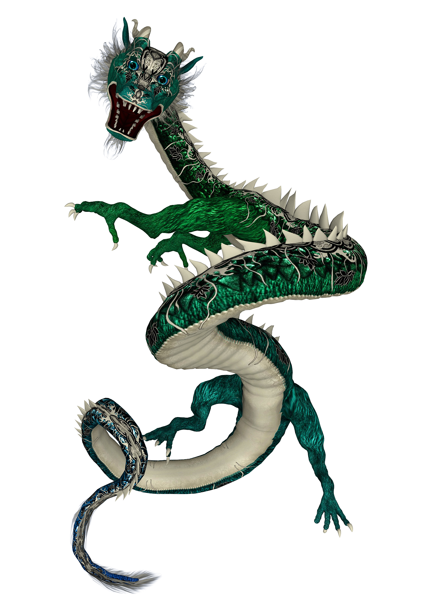 3d rendering eastern dragon on white