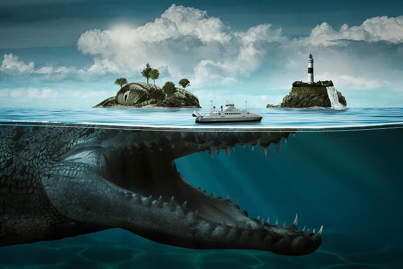 吞海怪：神秘海洋生物与海底城堡的传奇故事