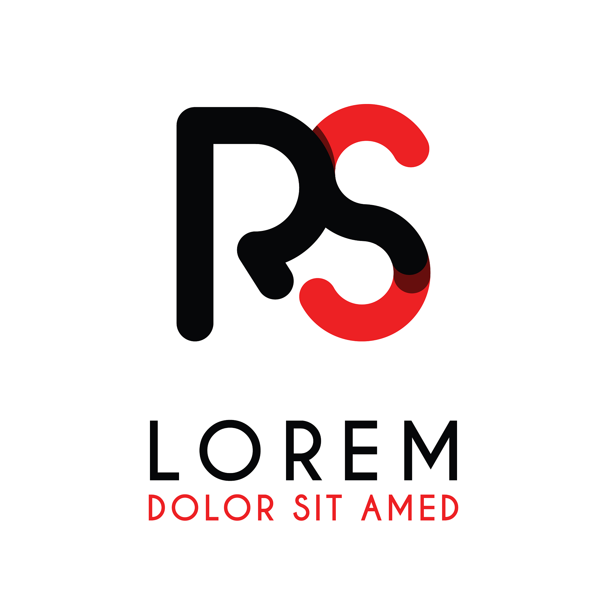 initial letter rs with red black and has rounded